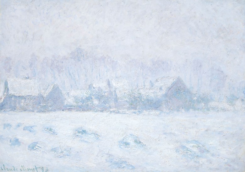 Claude Monet (1840-1926), Effet de neige à Giverny, painted in 1893. 25¾ x 36½  in (65.4 x 92.7  cm). Sold for $15,500,000 on 11 November 2018 at Christie’s in New York