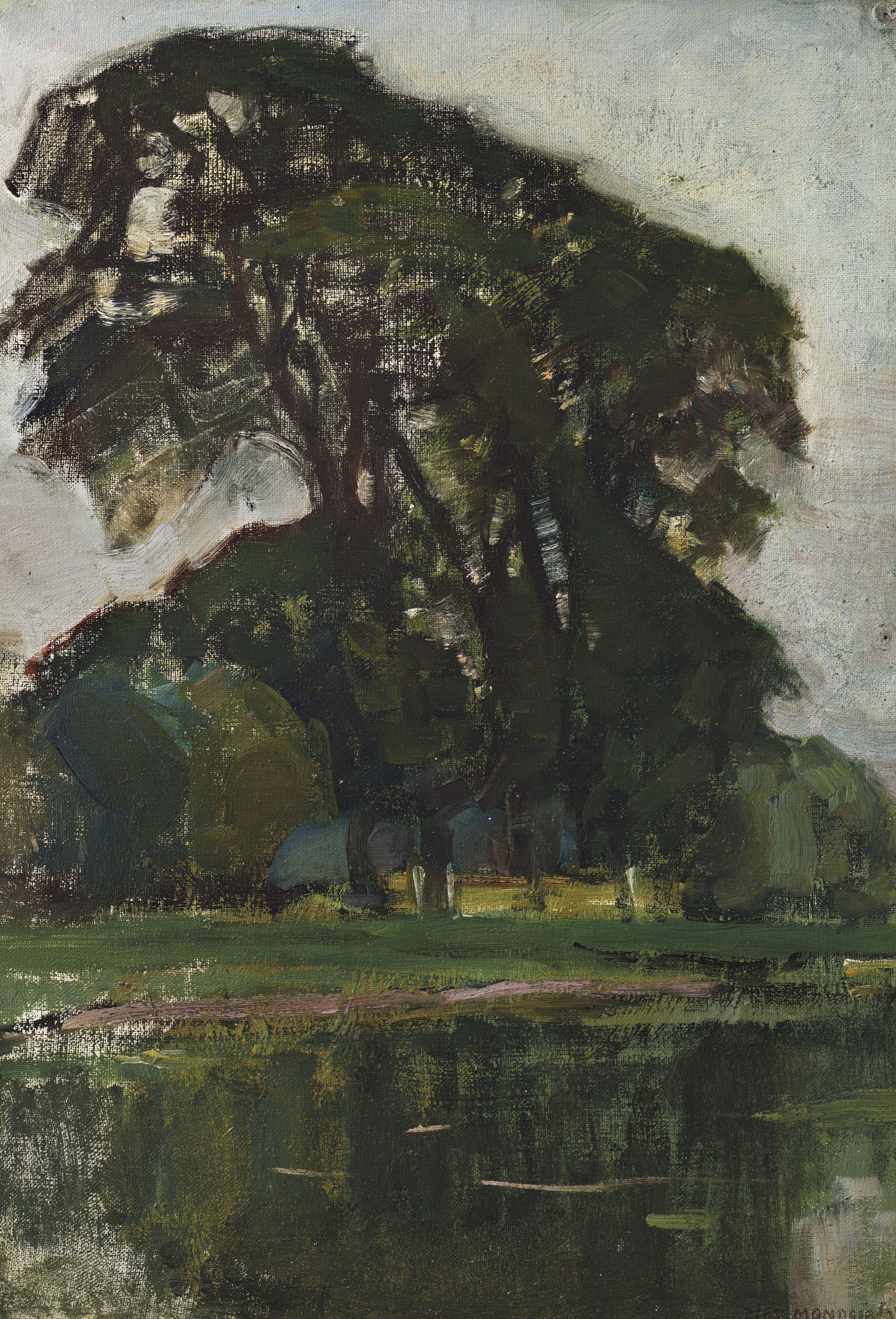 Landzicht boerderij met witte lucht