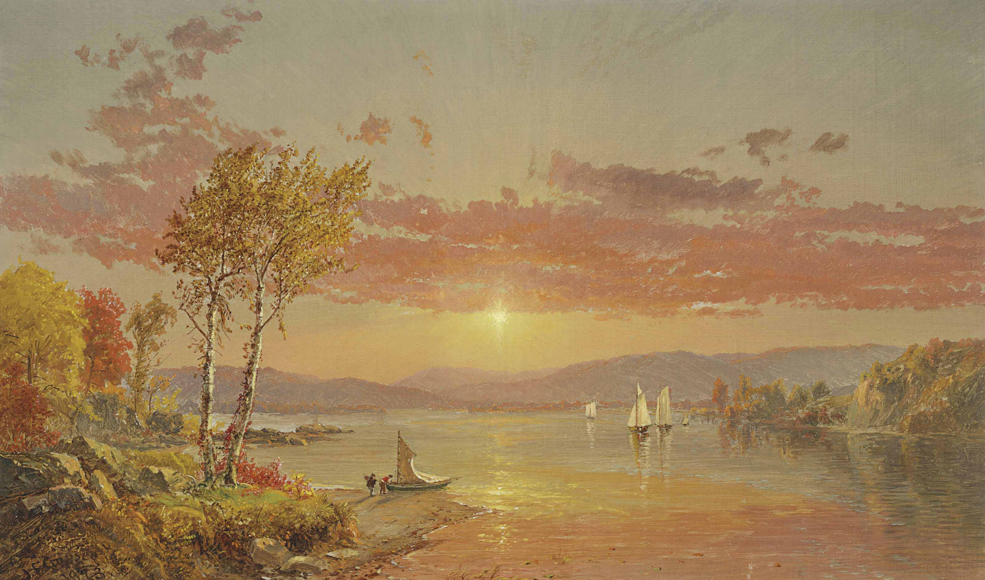 Jasper Francis Cropsey (1823-1900) , Sailing on the Lake | Christie's