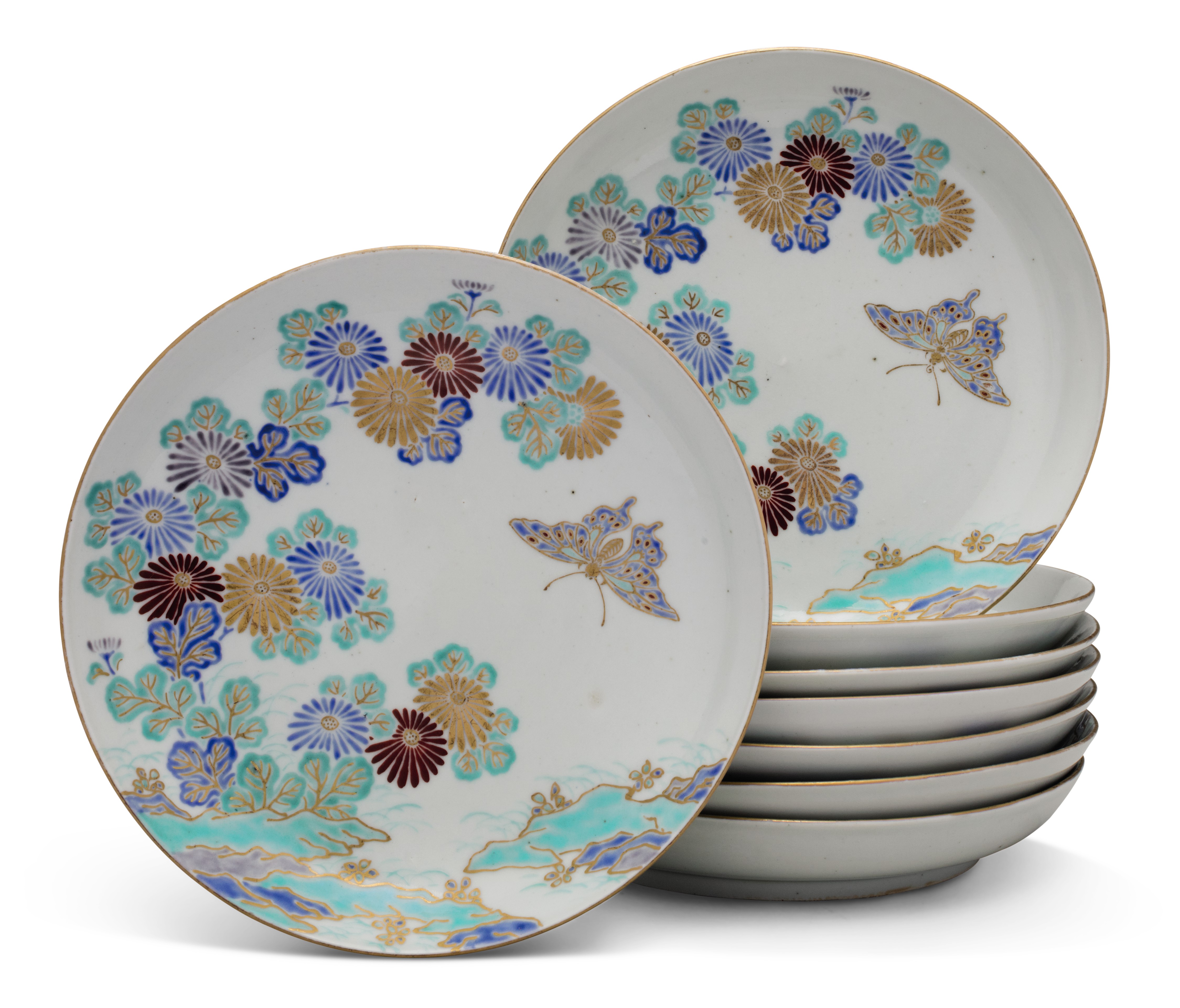 A GROUP OF EIGHT JAPANESE PLATES, MEIJI PERIOD, LATE 19TH CENTURY