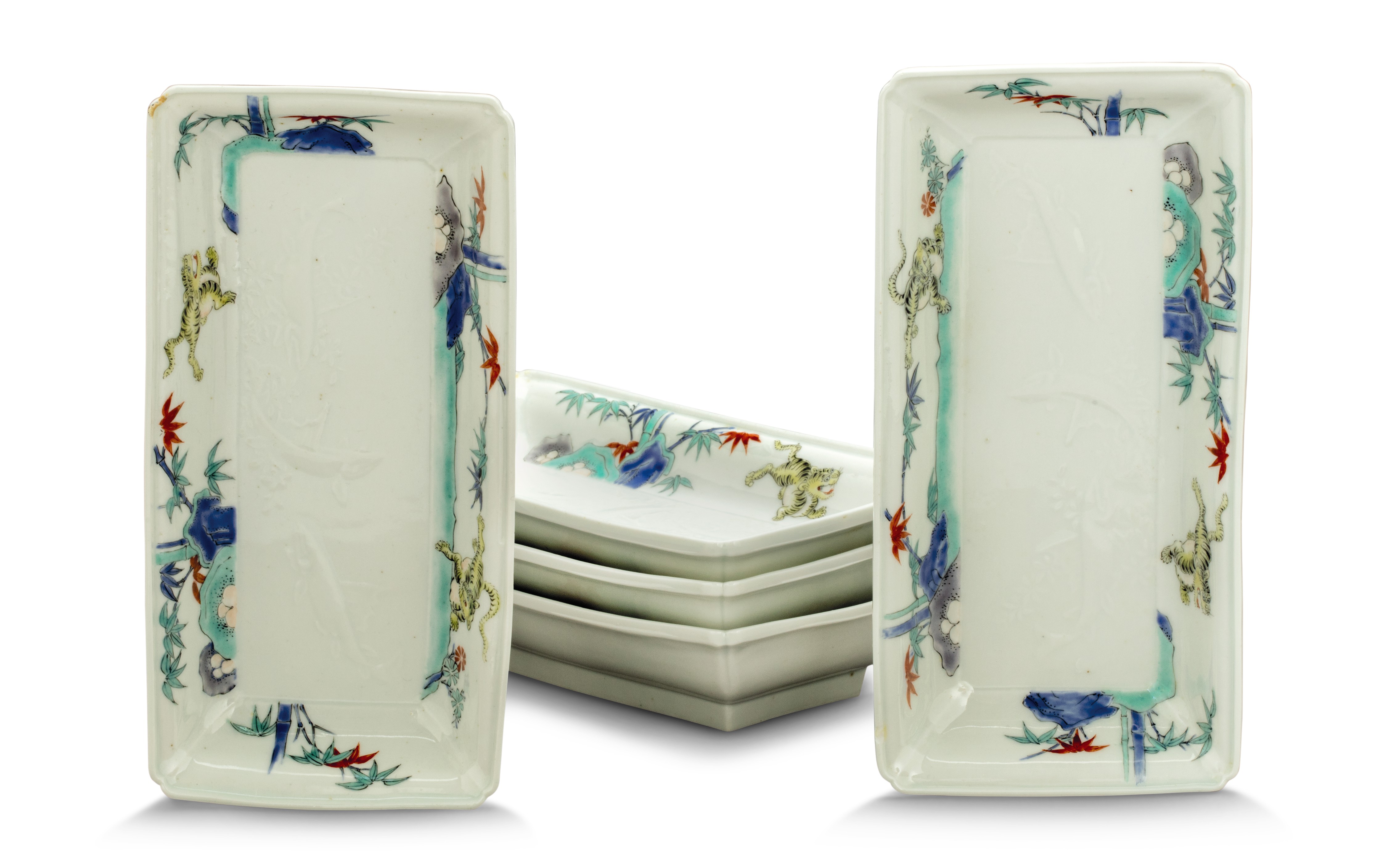 A GROUP OF SIX JAPANESE RECTANGULAR DISHES, MEIJI PERIOD, LATE 19TH ...