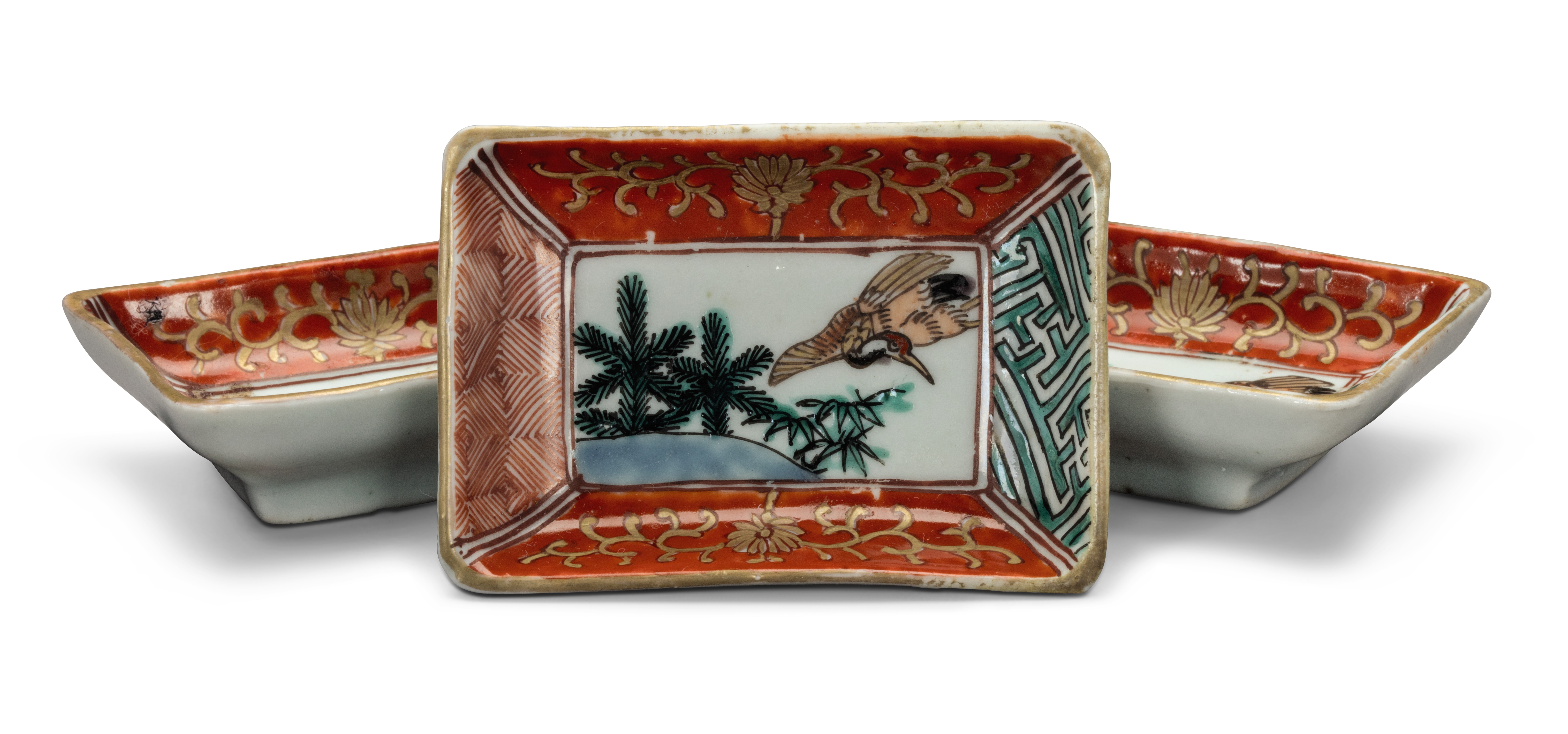 A GROUP OF THREE SMALL JAPANESE RECTANGULAR DISHES, EDO PERIOD (1615 ...