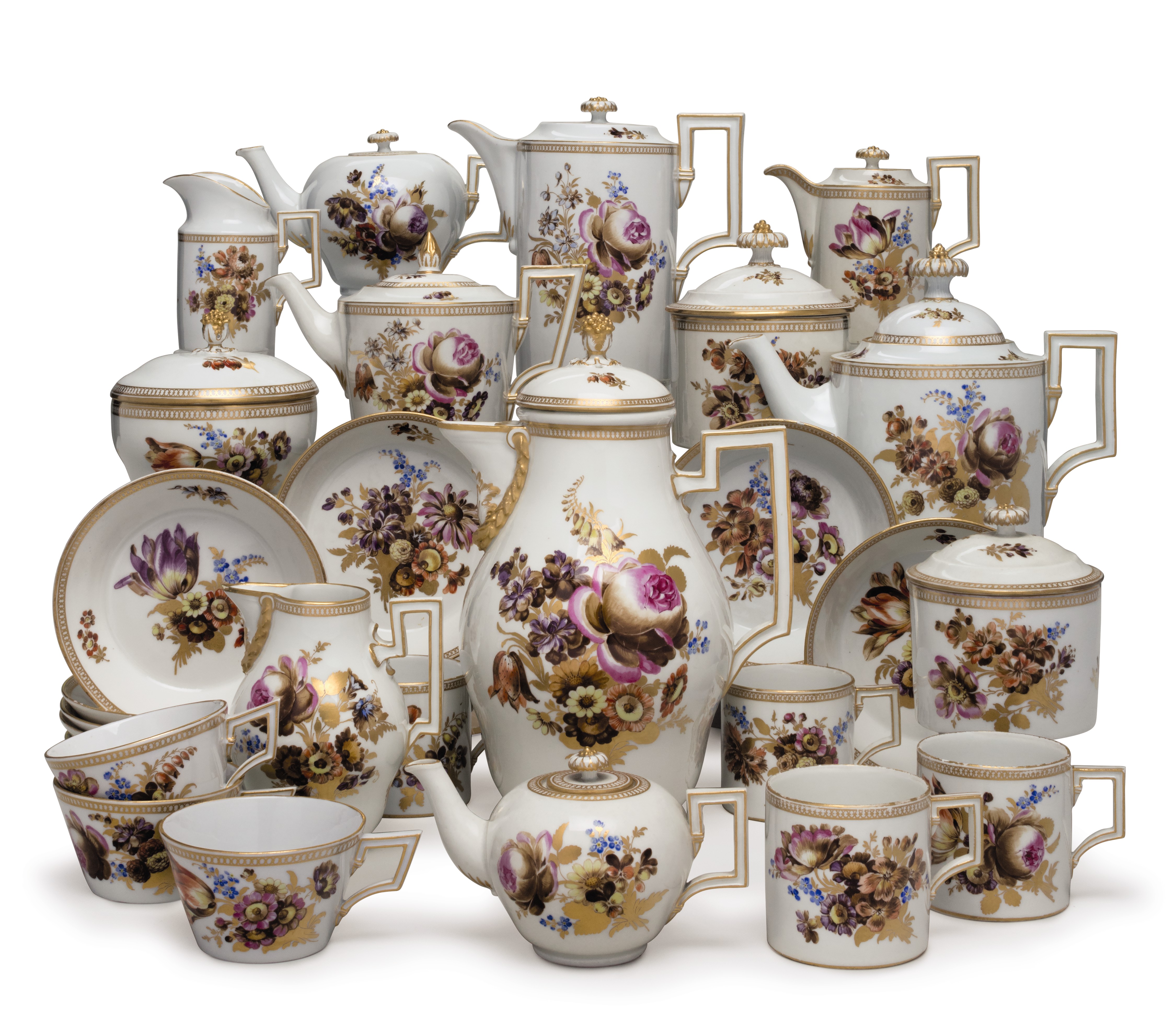 A COMPOSITE MEISSEN PORCELAIN PART TEA AND COFFEE SERVICE, CIRCA