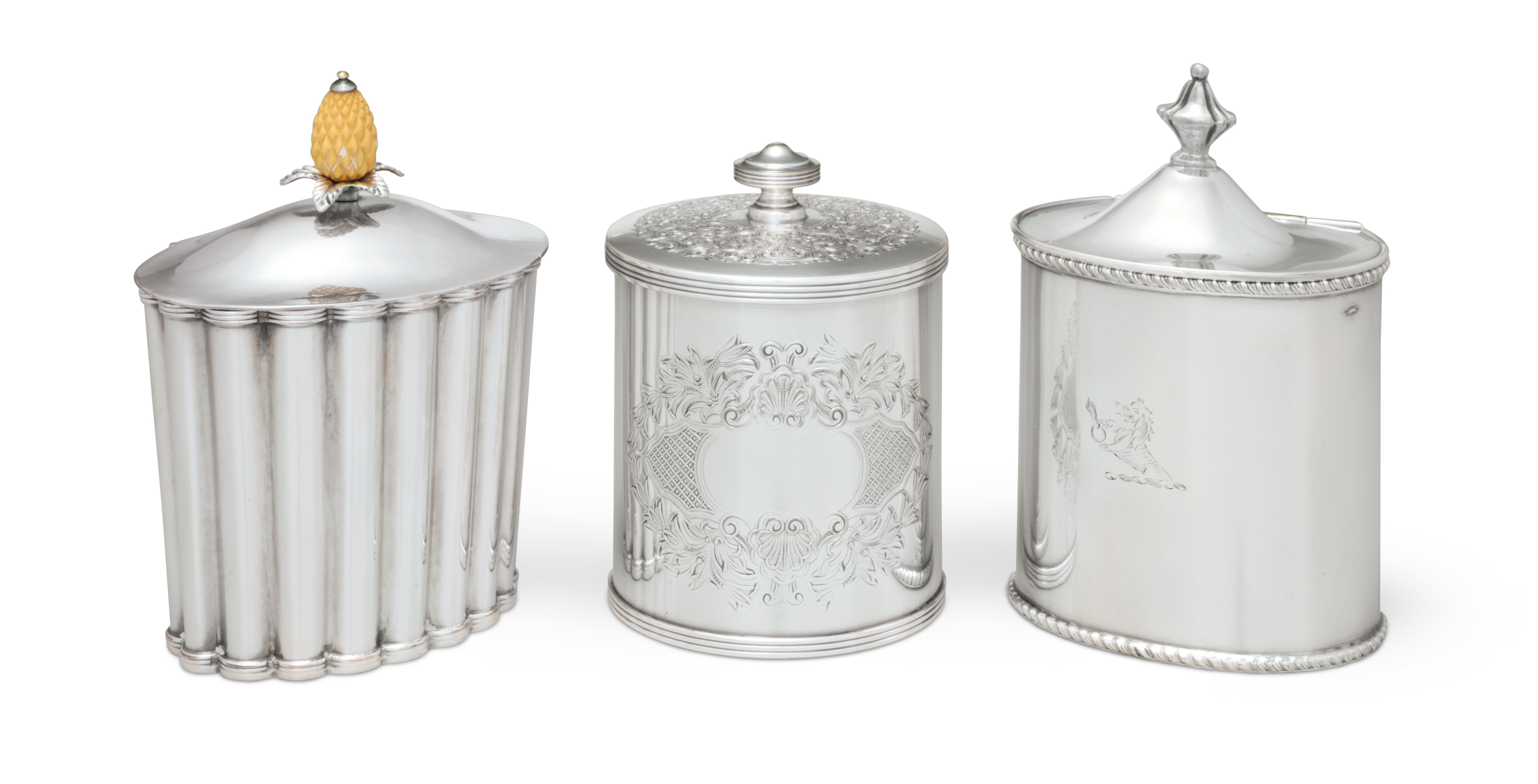 THREE ENGLISH SILVERPLATED TEA CADDIES, 19TH/20TH CENTURY Christie’s
