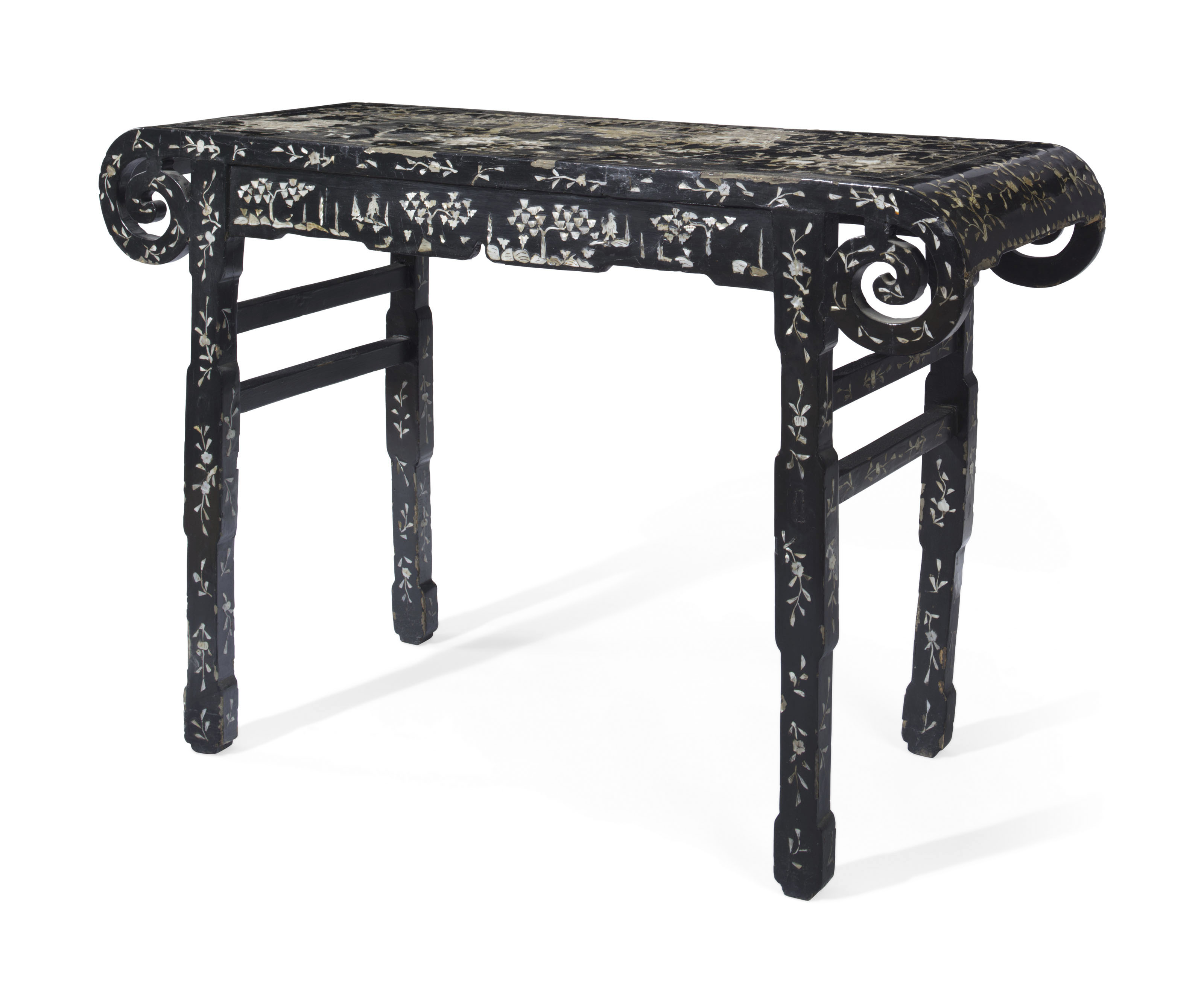 A Chinese Black Lacquer And Mother Of Pearl Inlaid Altar Table