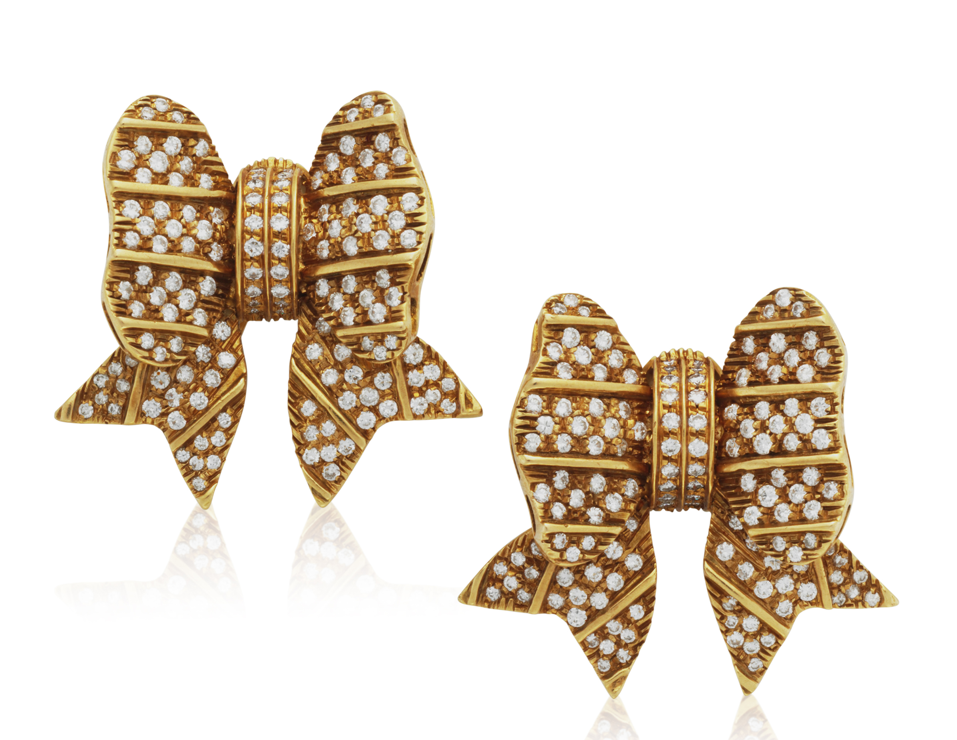 DIAMOND SET GOLD BOW EARRINGS, Christie’s