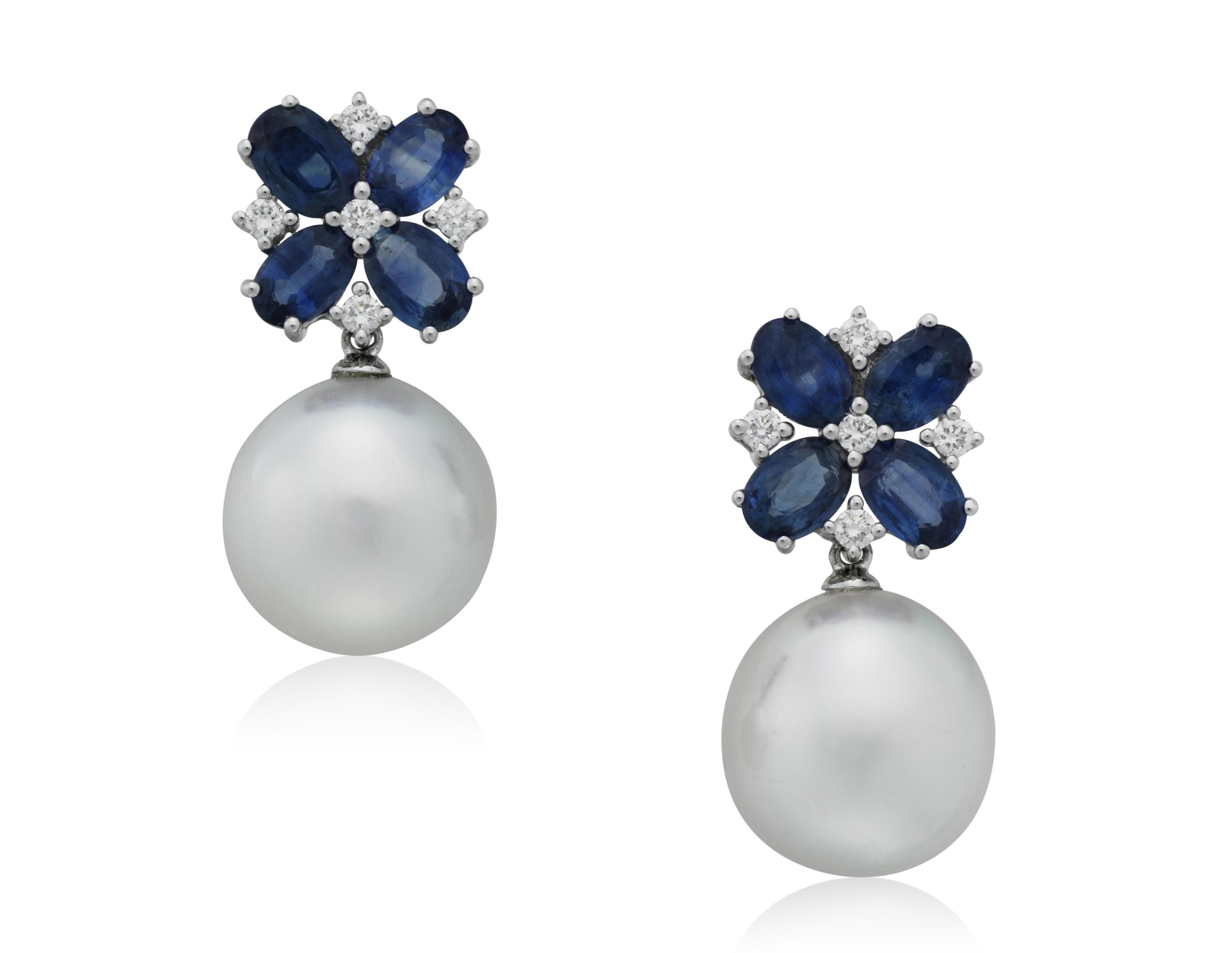 SAPPHIRE DIAMOND AND CULTURED PEARL DROP EARRINGS Christie s