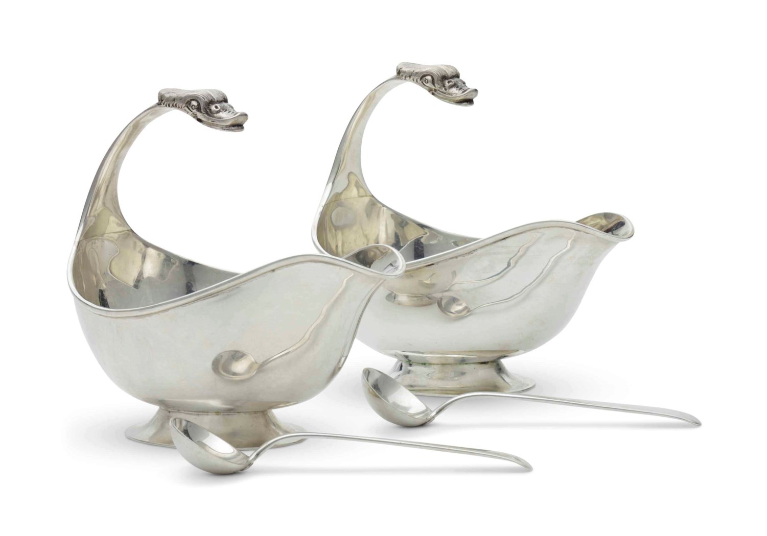 A PAIR OF PORTUGUESE SILVER SAUCEBOATS, LISBON, SECOND HALF 20TH