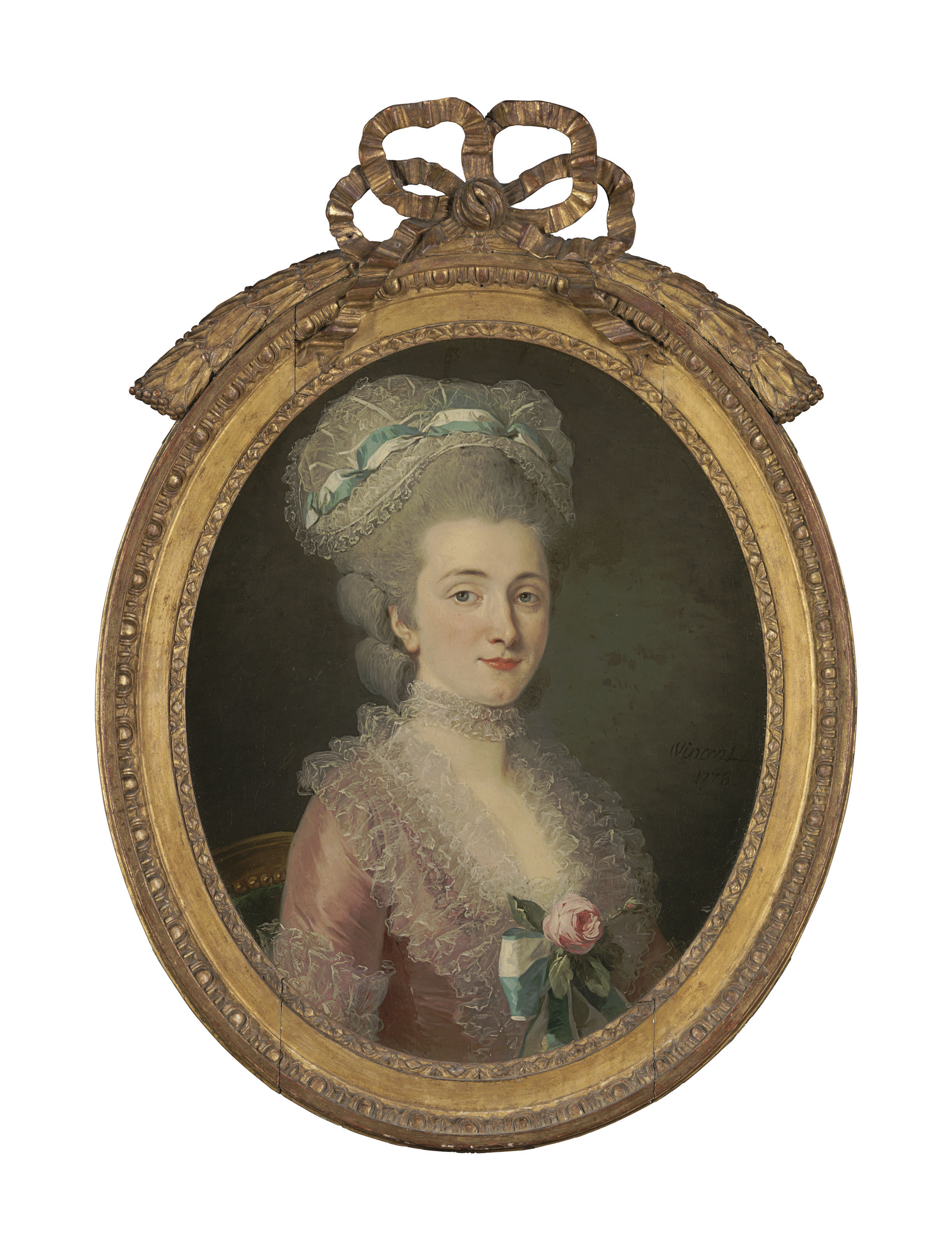 Fran&ccedil;ois-Andr&eacute; Vincent (Paris 1746-1816), Portrait of a lady in a pink dress, bust-length. Estimate: $40,000-60,000. Offered in A Love Affair with France: The Collection of Elizabeth Stafford on 1 November at Christie&rsquo;s in New York