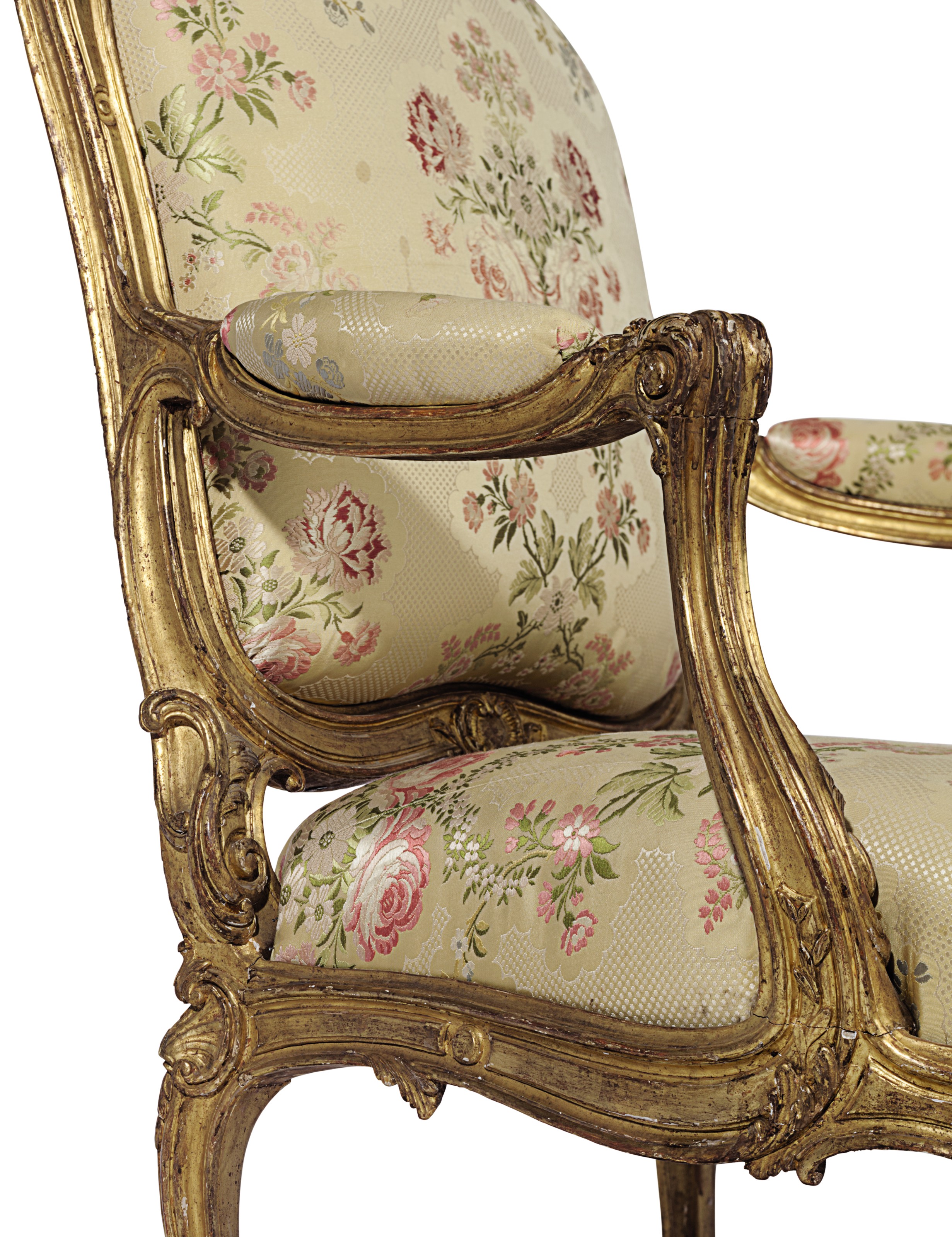A Pair Of Louis Xv Giltwood Fauteuils By Jean Baptiste Tilliard