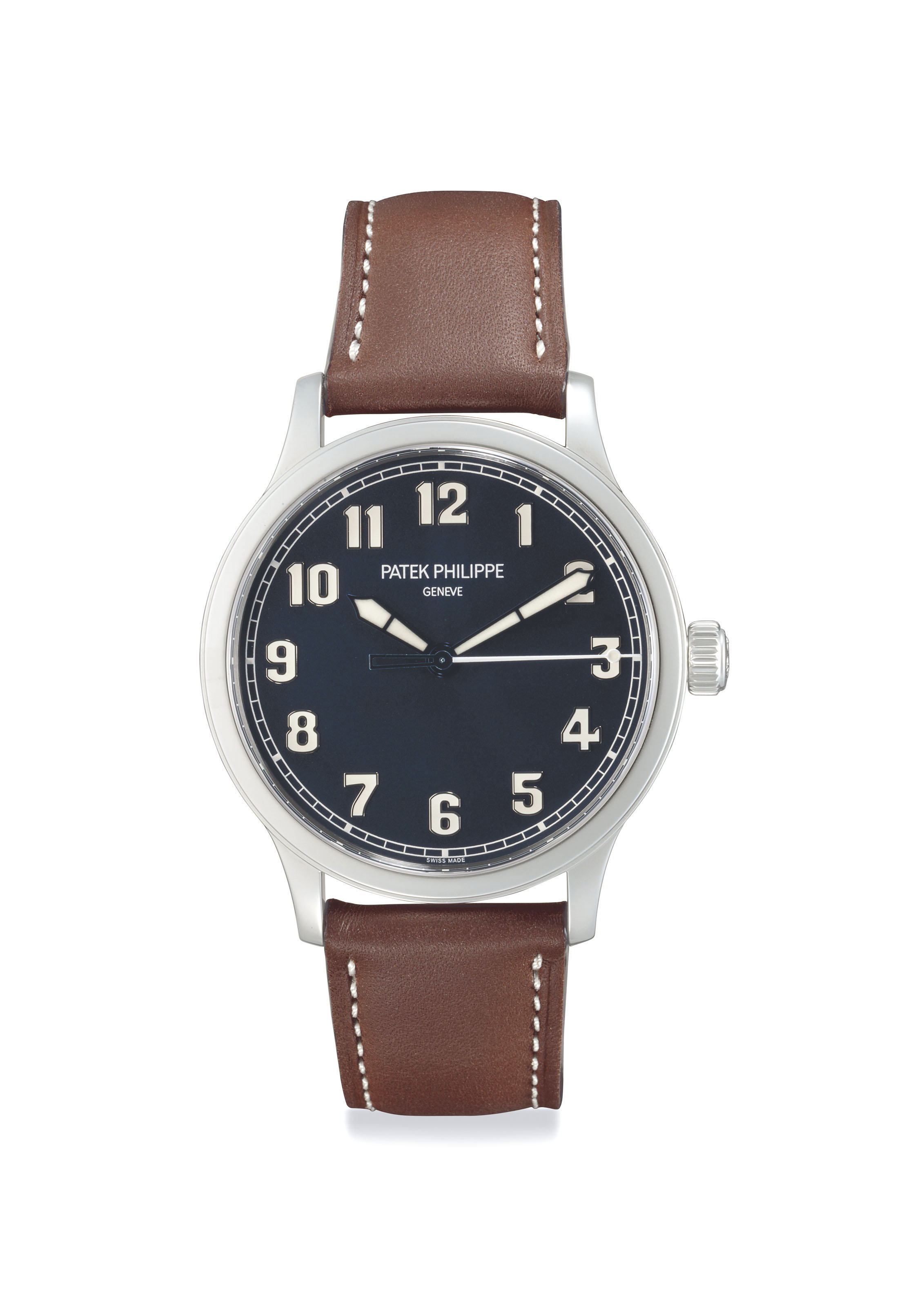 Patek Philippe. A Fine and Very Rare Platinum Cushion Shaped Perpetual Calendar Chronograph Wristwatch with Moon Phases and Breguet Numerals Signed Patek Philippe Geneve Ref. 5020P Movement No. 3 046 ...