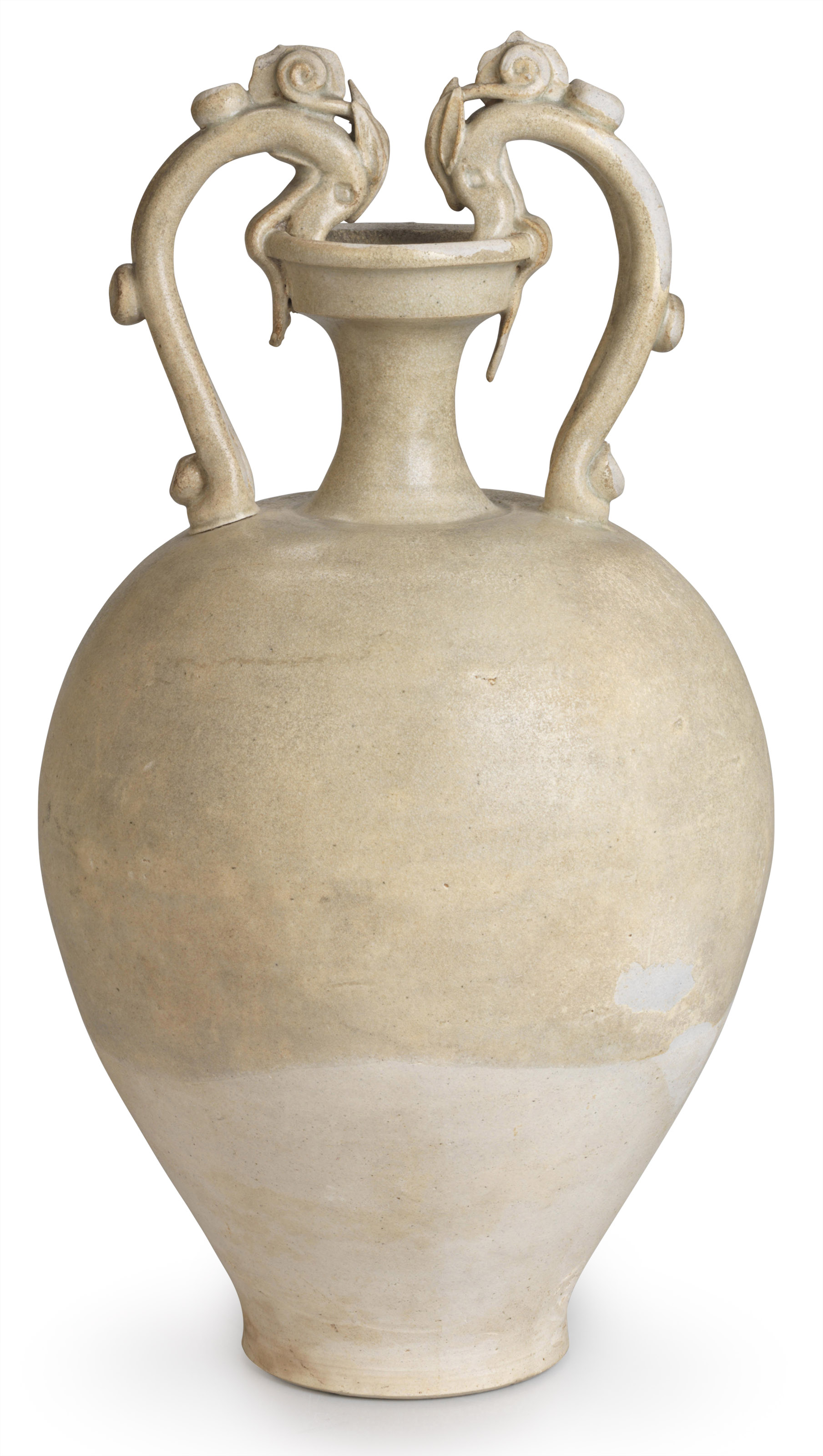 唐 灰釉双龙耳瓶