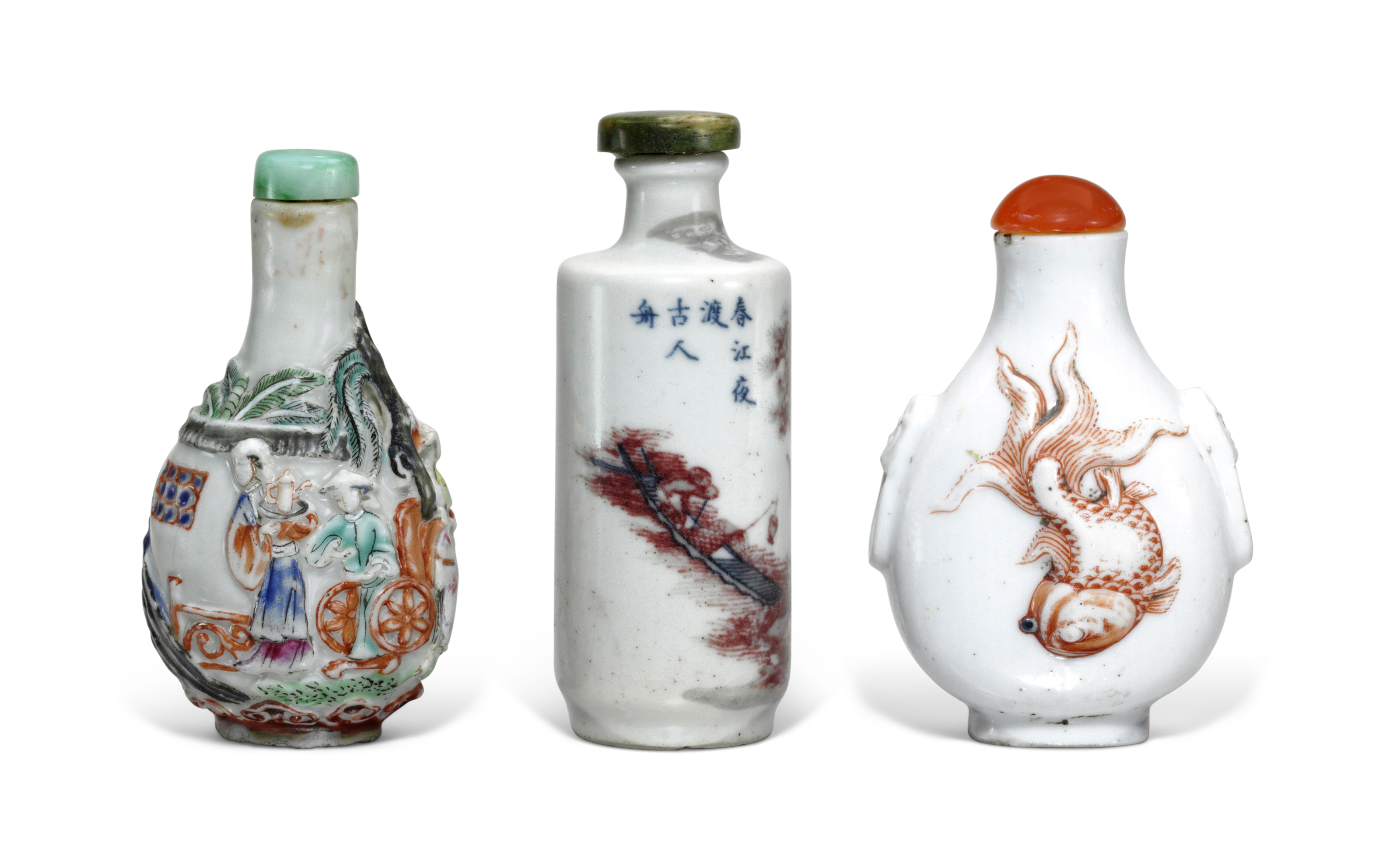 激安ブランド JINGDEZHEN 清十九世纪瓷胎鼻烟壶三件, KILNS, CENTURY 19TH 絵画/タペストリー