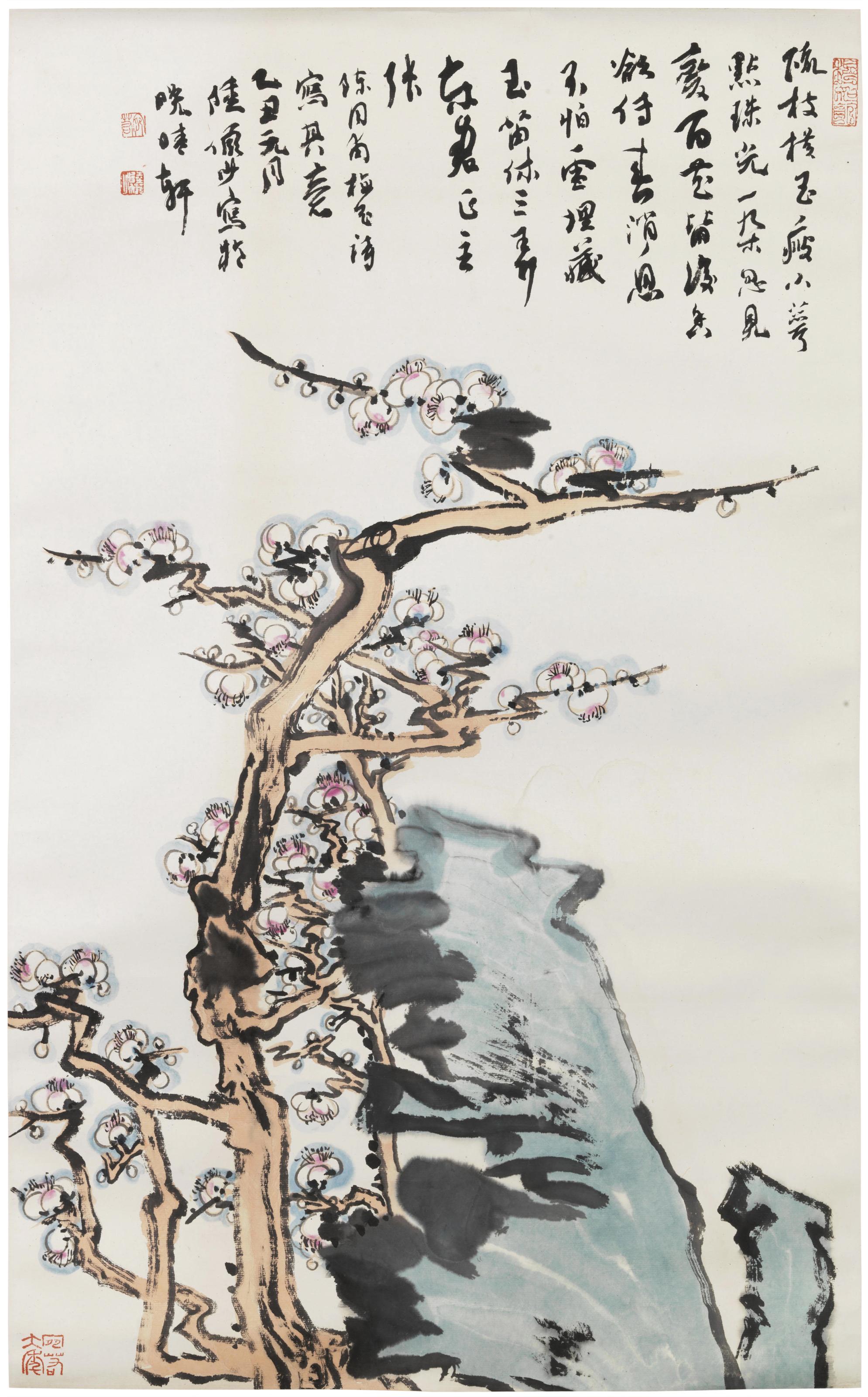 陆俨少梅花设色纸本立轴一九八五年作, Plum Blossom | Christie's