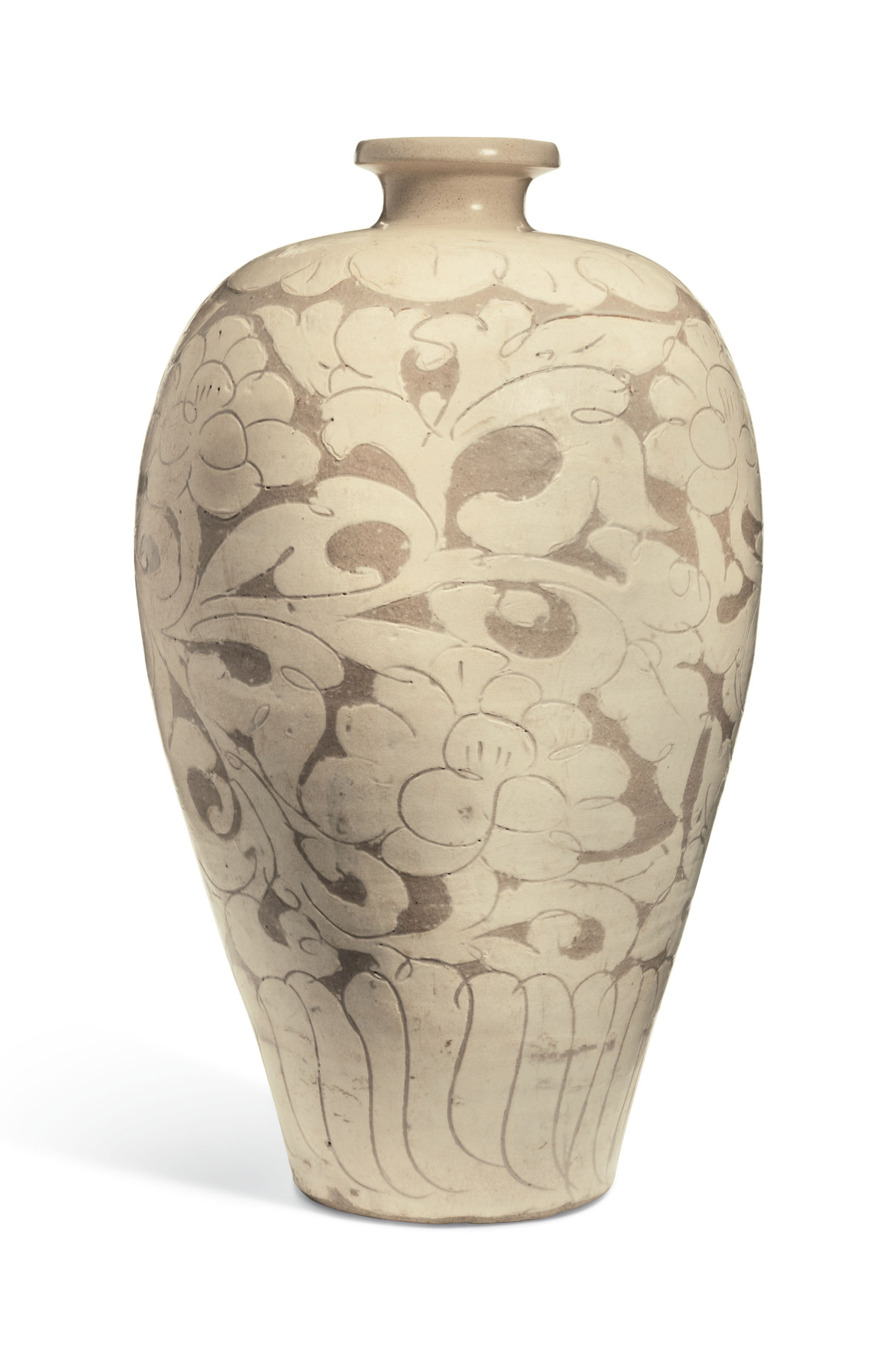 北宋磁州窯白剔花牡丹紋梅瓶, NORTHERN SONG DYNASTY (960-1127 