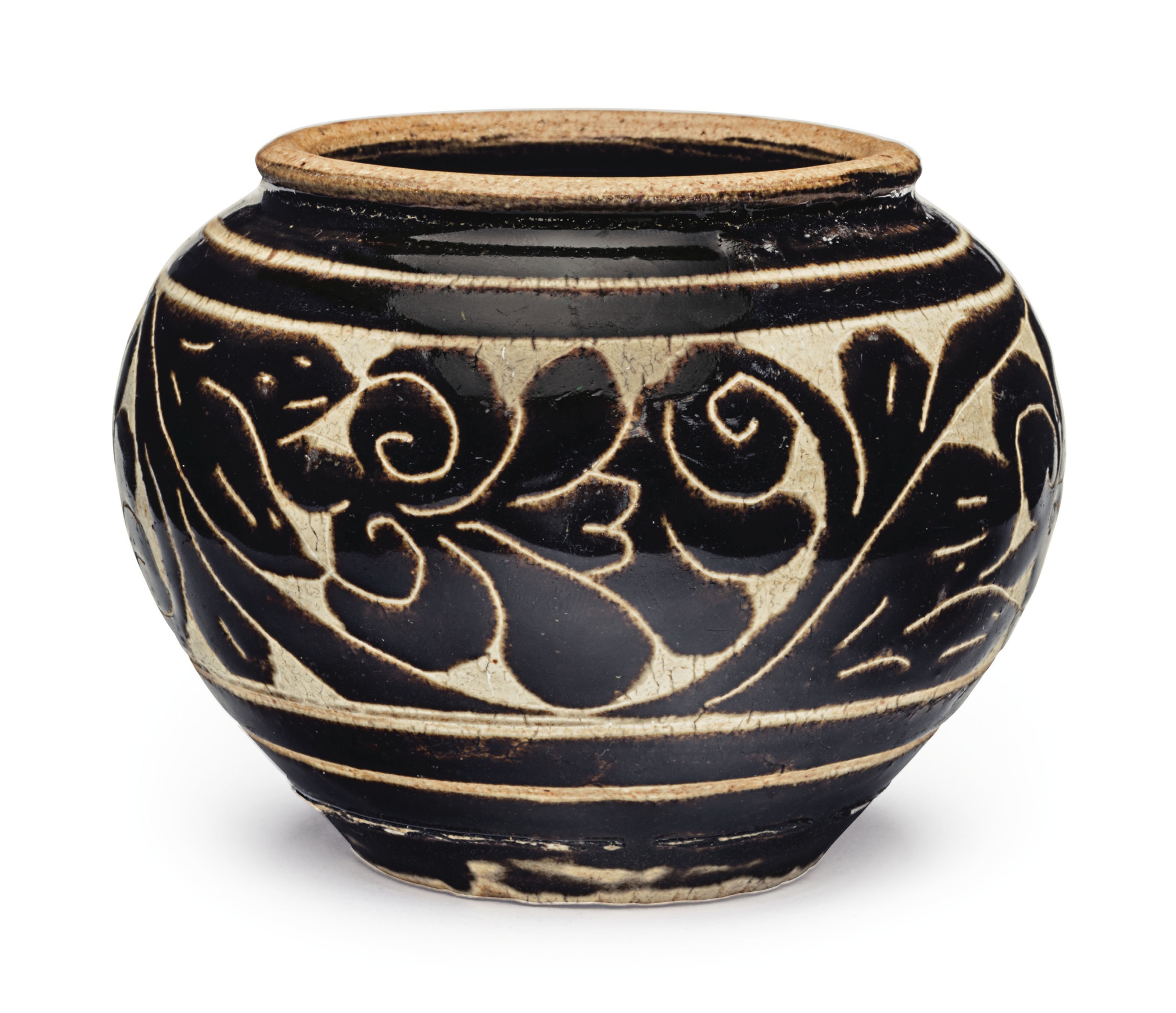 北宋磁州窯白剔花牡丹紋梅瓶, NORTHERN SONG DYNASTY (960-1127