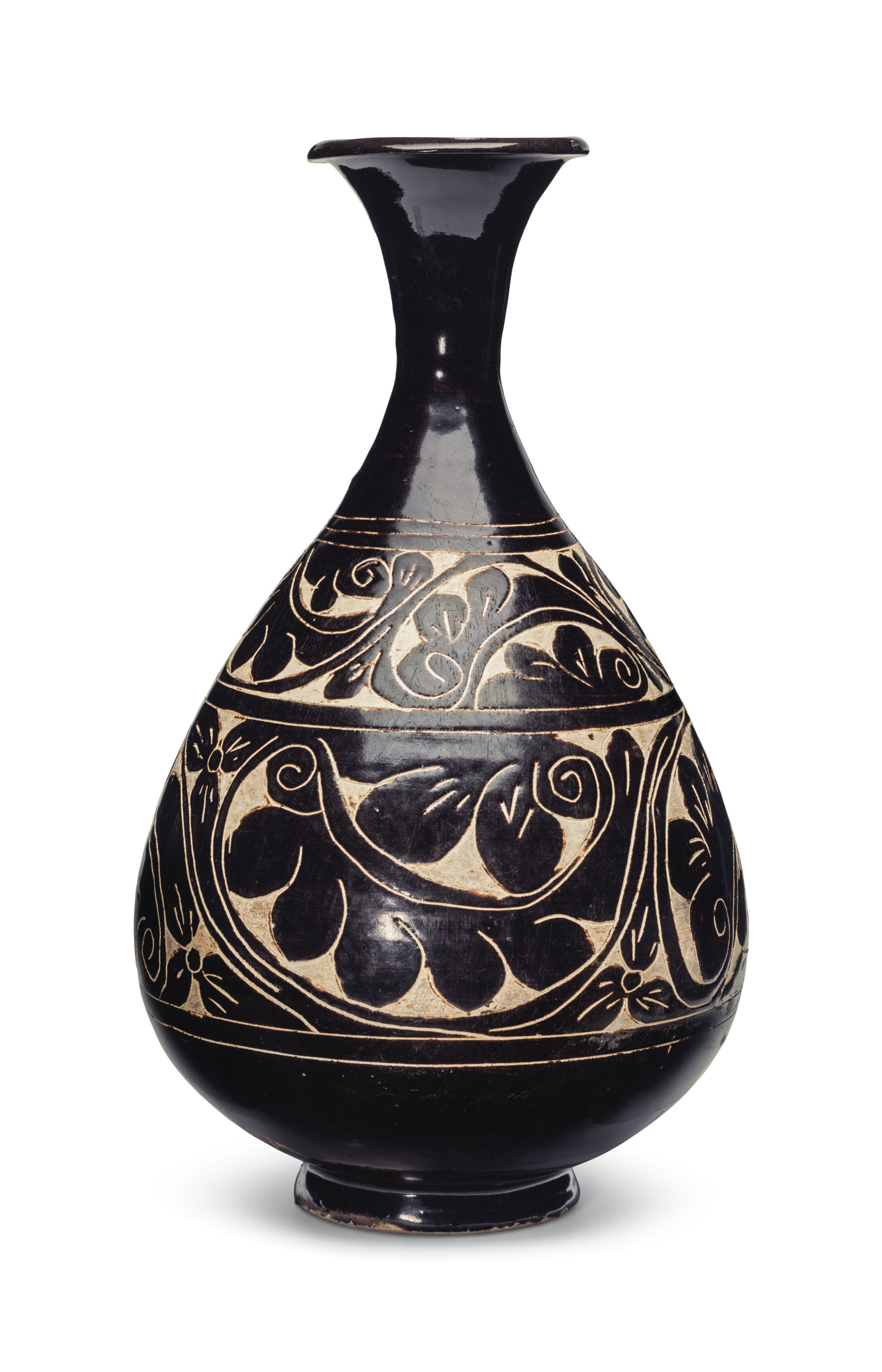 北宋磁州窯白剔花牡丹紋梅瓶, NORTHERN SONG DYNASTY (960-1127 