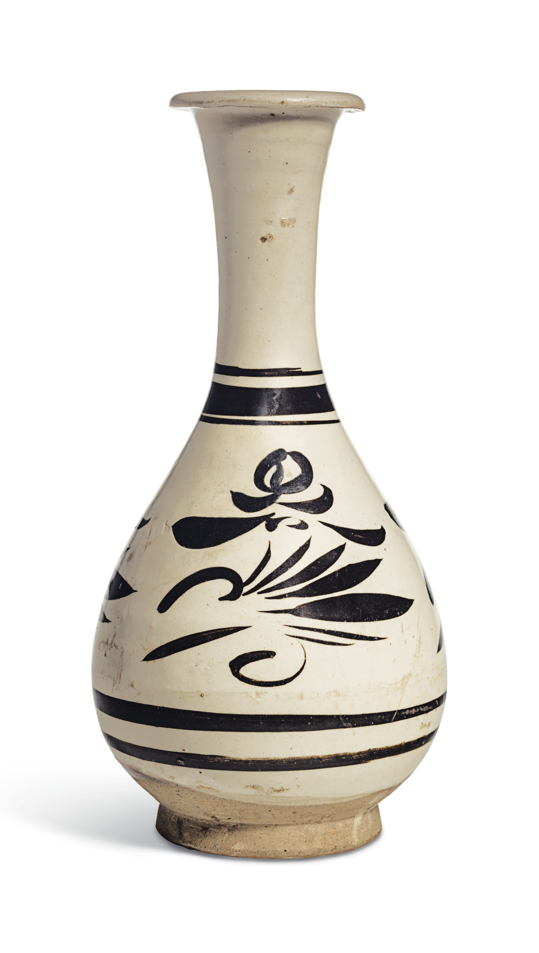 北宋/金磁州窯白剔花花卉紋玉壺春瓶, NORTHERN SONG-JIN DYNASTY (960