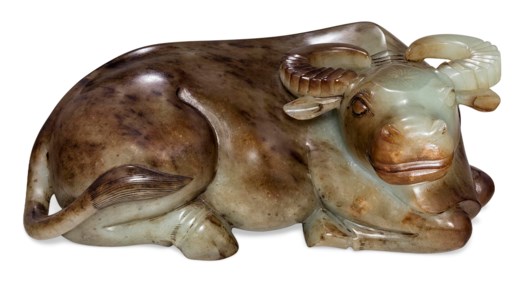 晚清 石雕卧牛摆件