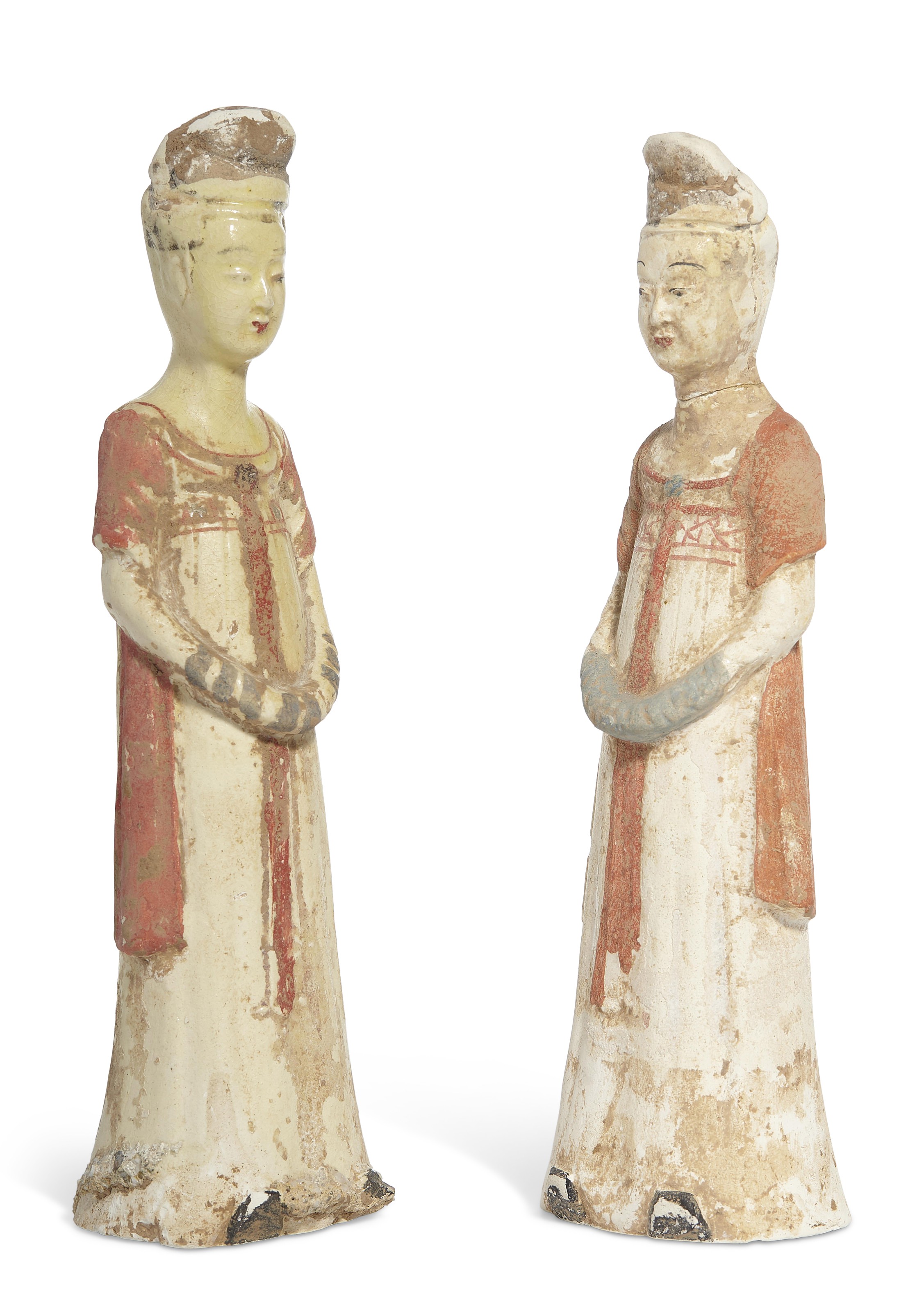 唐彩绘陶仕女俑一对, TANG DYNASTY (618-907) | Christie's