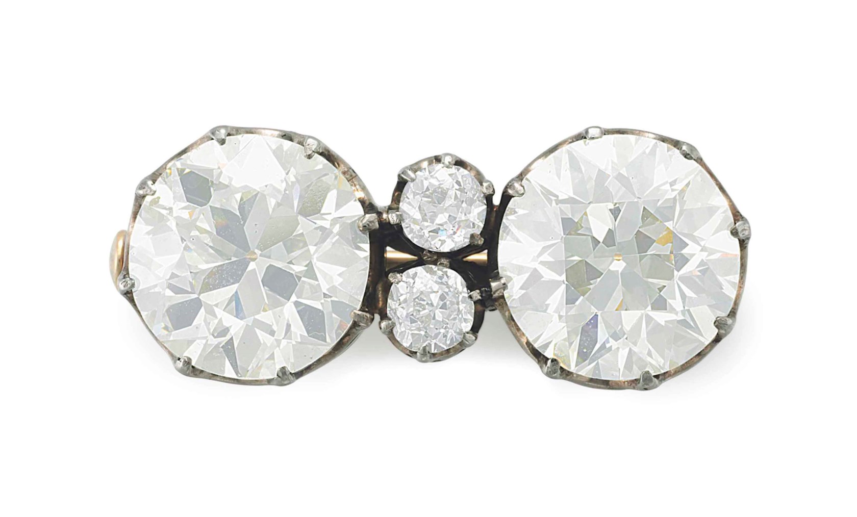 A TWINSTONE DIAMOND BROOCH