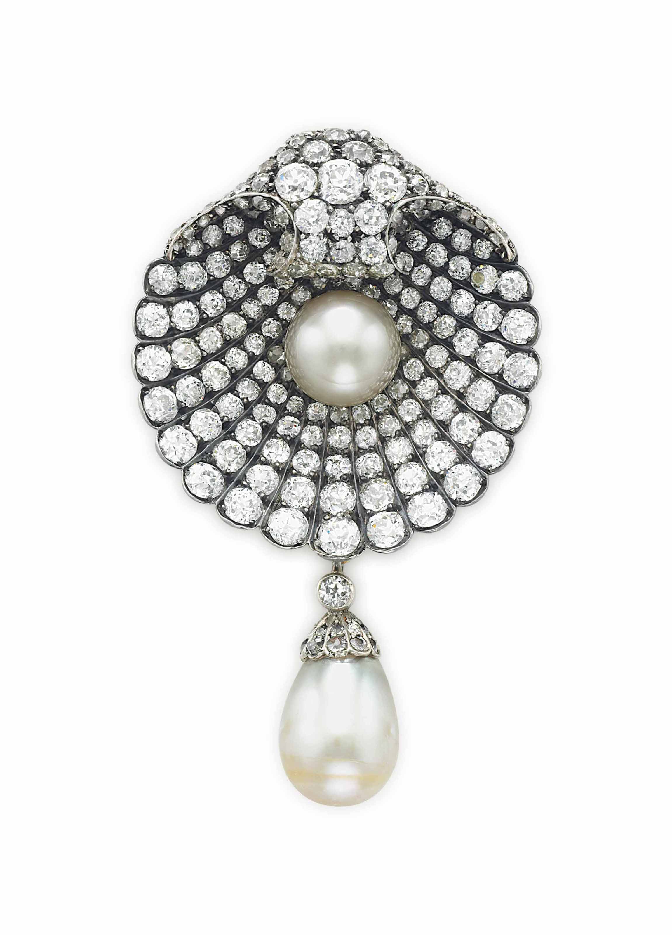 AN ANTIQUE PEARL AND DIAMOND BROOCH Christie's