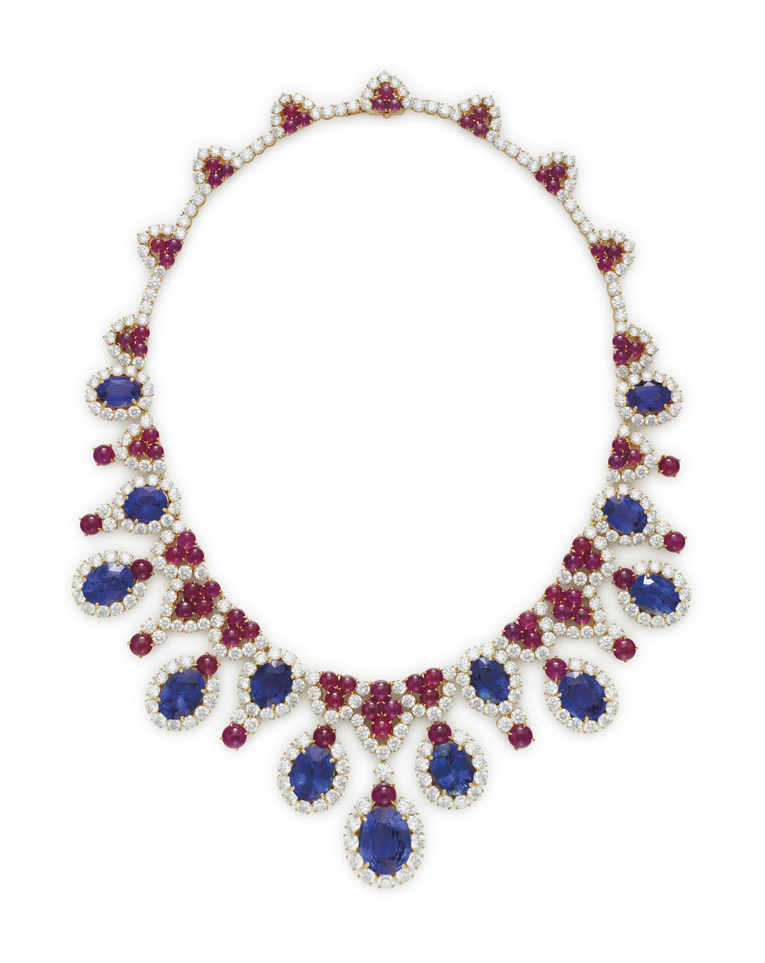 Sapphire and ruby necklace Clearance