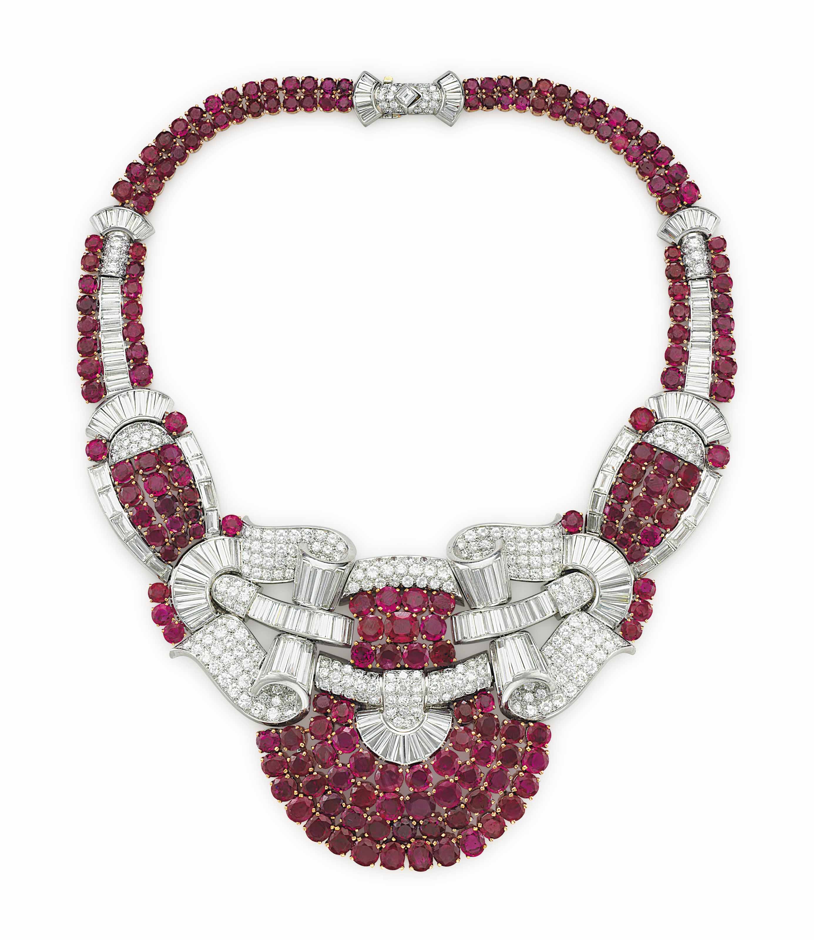 Synthetic ruby necklace top