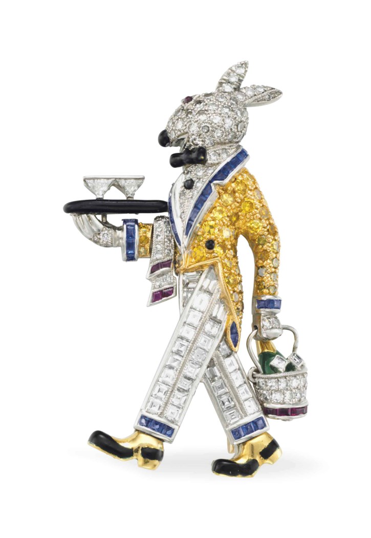 A DIAMOND AND MULTI-GEM RABBIT BROOCH, BY RAYMOND YARD | Christie's