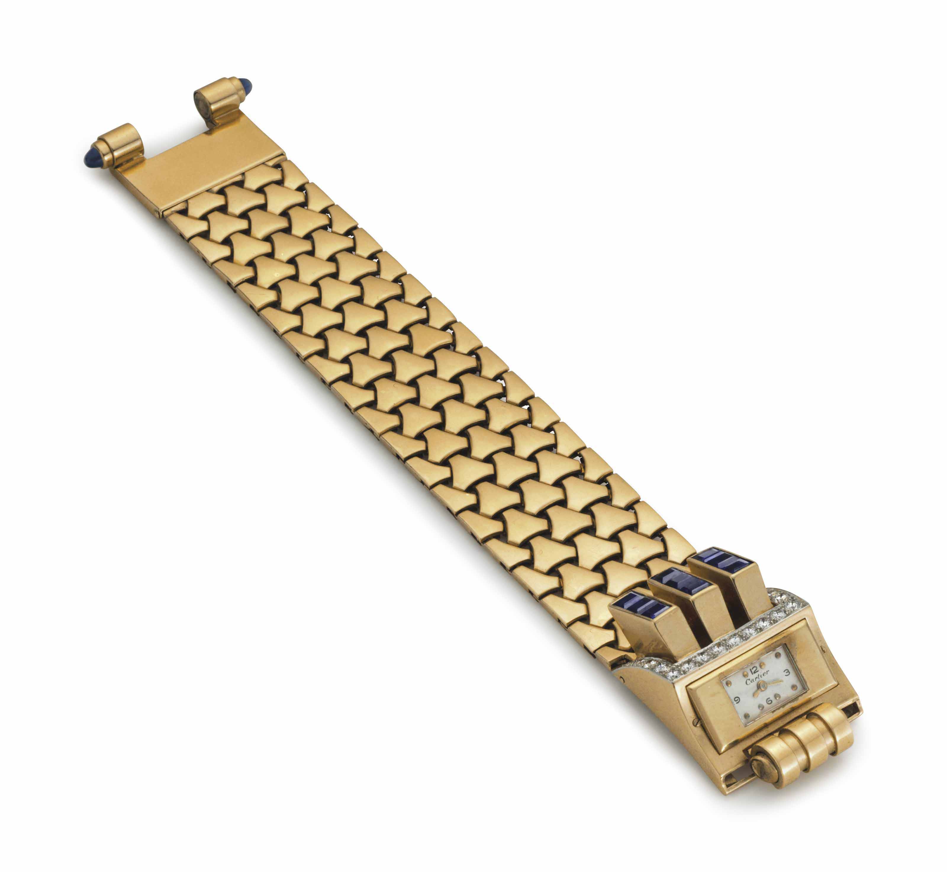 A Retro Sapphire Diamond And Gold Watch Bracelet By Cartier Jewelry Diamond Christie S