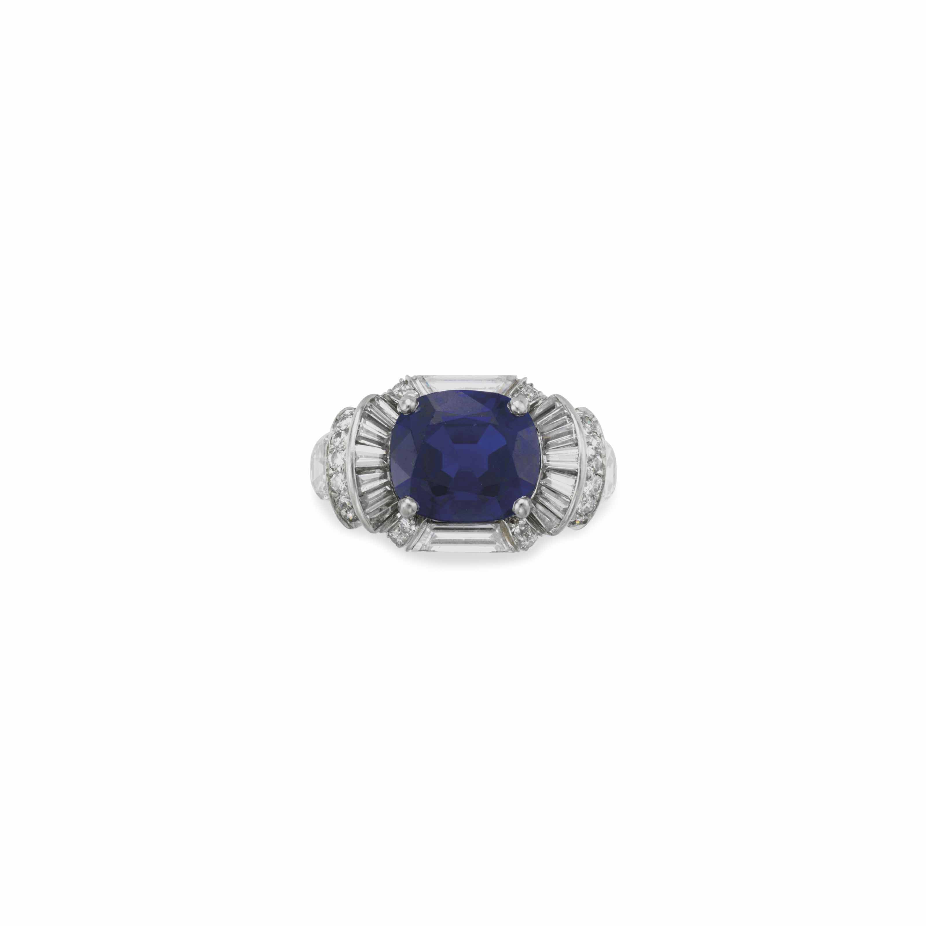 A SAPPHIRE AND DIAMOND RING, BY RAYMOND YARD