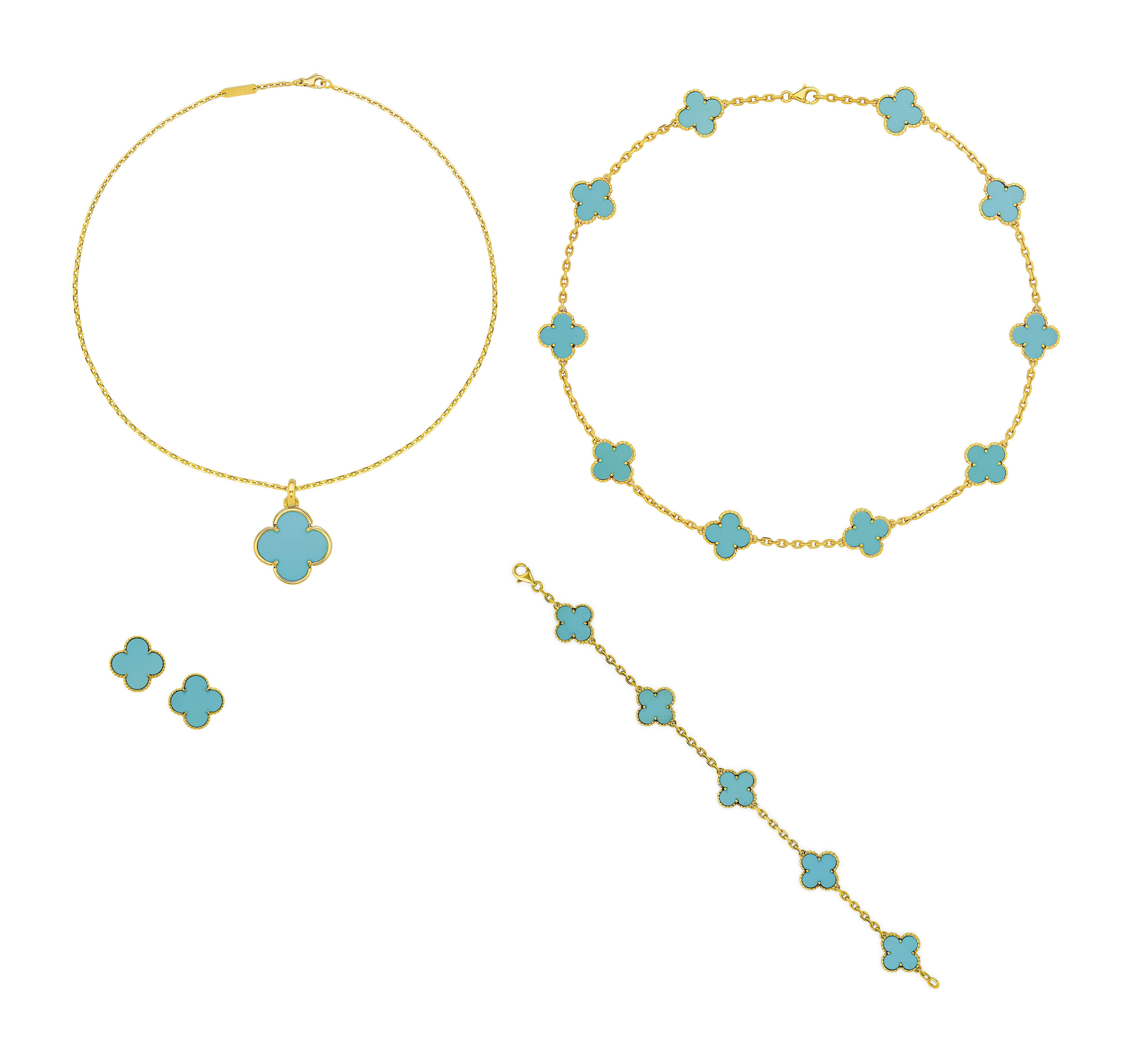 Group Of Turquoise Alhambra Jewelry Van Cleef Arpels