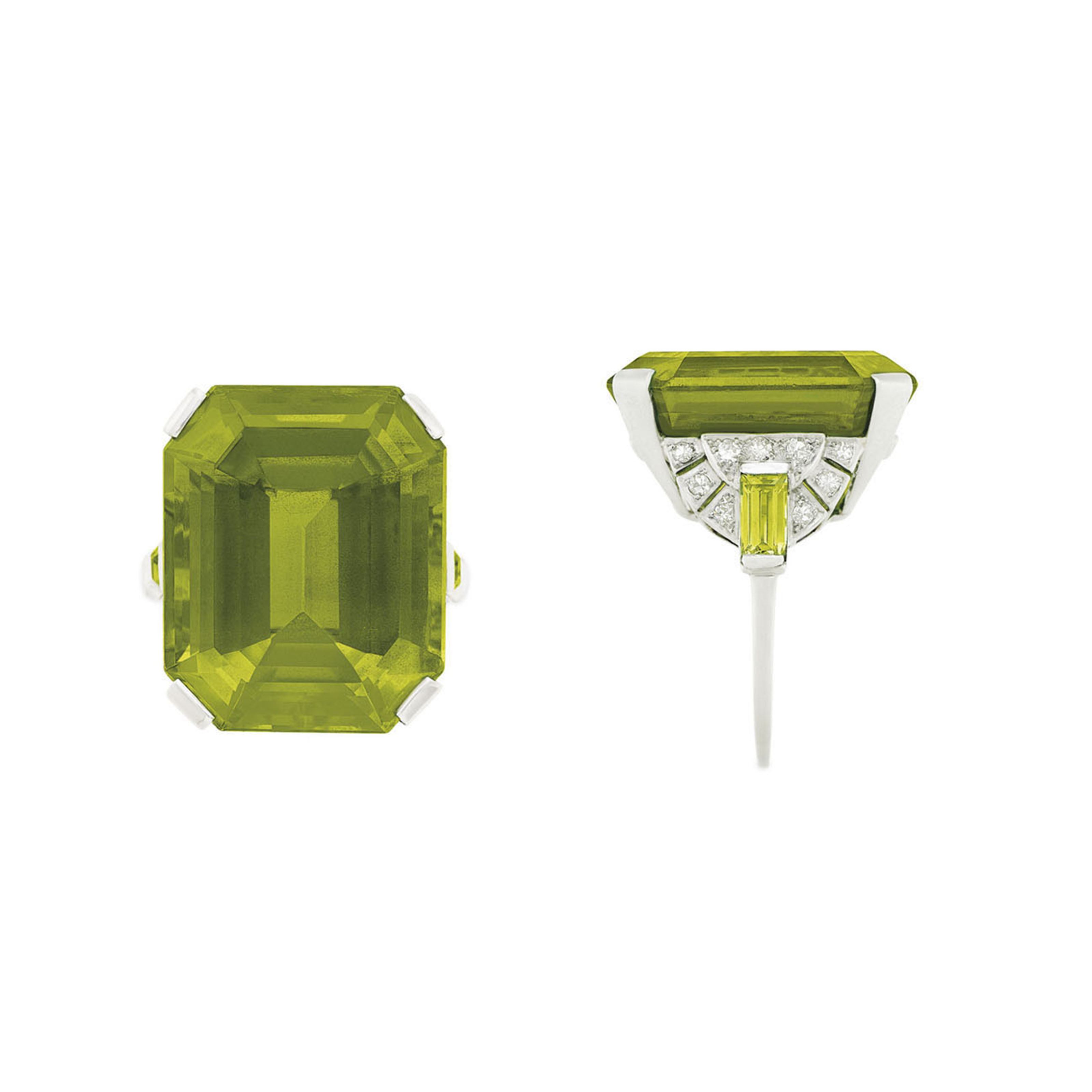 Details about   Gemondo 925 Sterling Silver Art Deco Style Statement Peridot & White Topaz Ring 