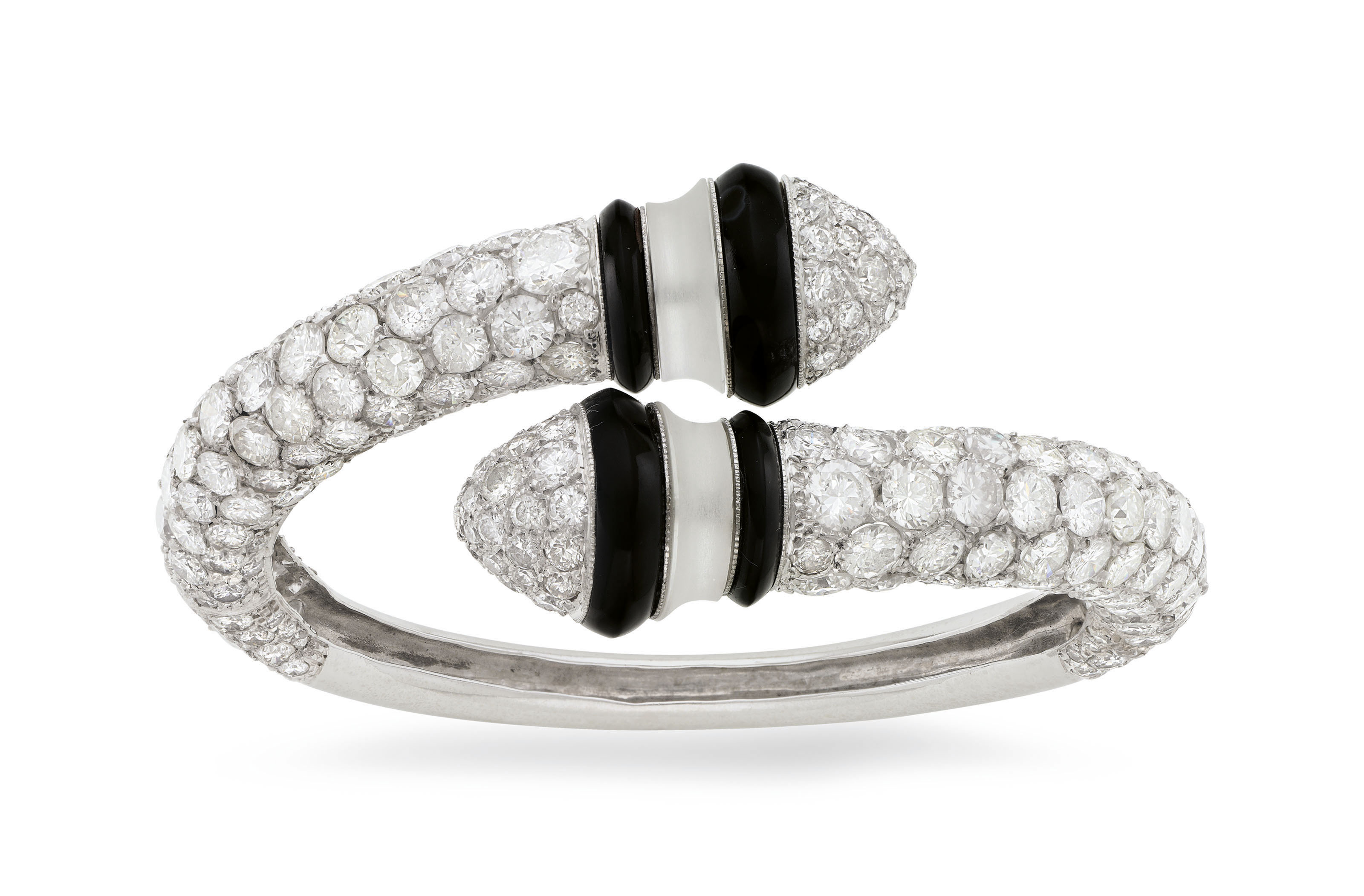 DIAMOND, ONYX AND ROCK CRYSTAL BANGLE BRACELET Christie's
