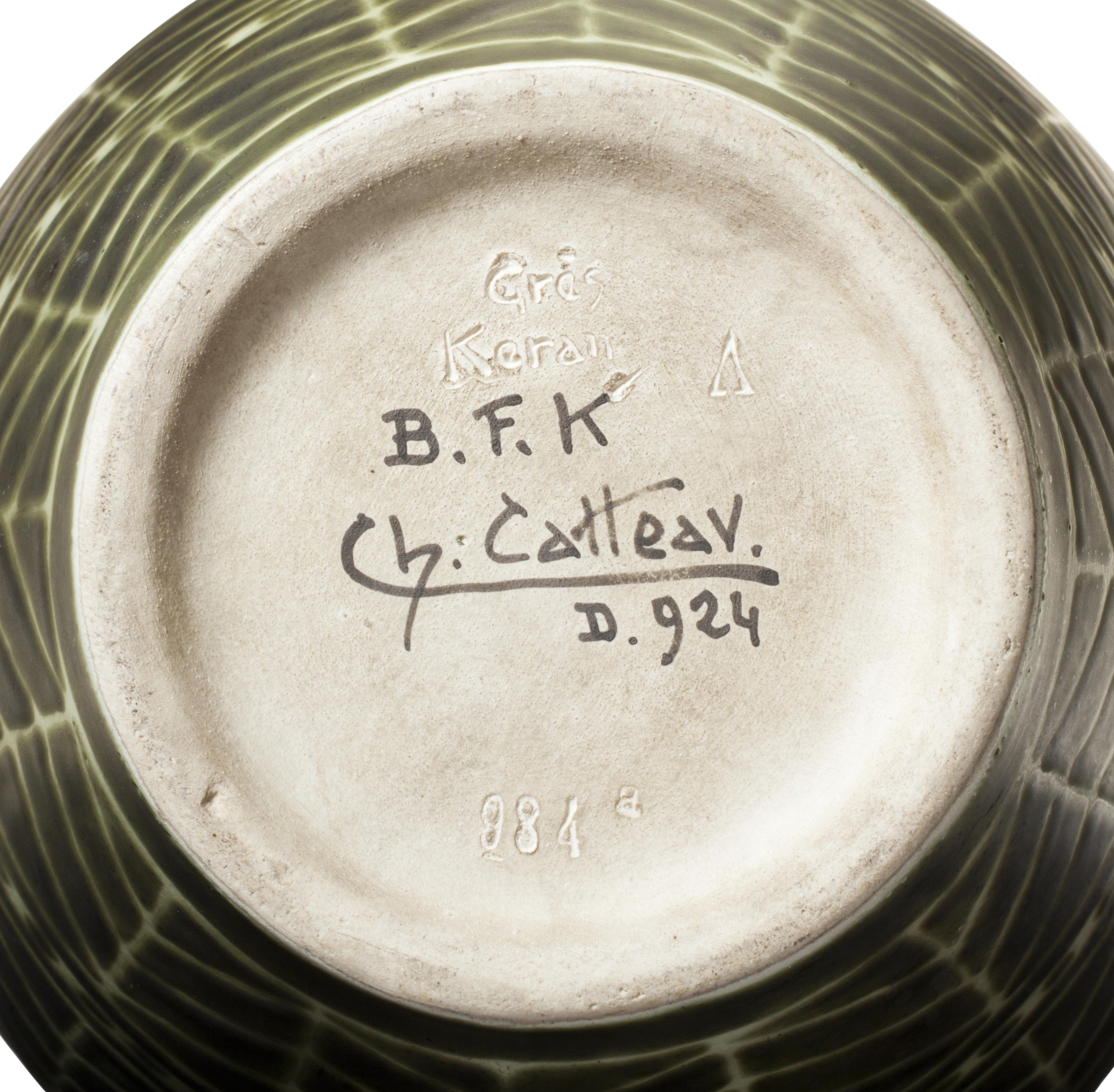 A Boch Fr&egrave;res Keramis vase marked D. 924 and signed Ch. Catteau