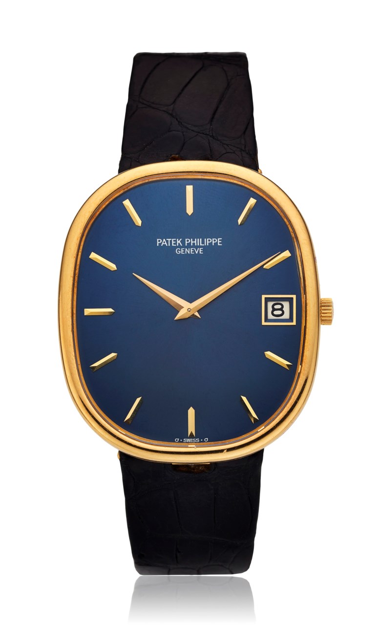 Patek Philippe. An 18k gold Ellipse ‘Sigma dial’. Ref. no. 3605. Sold for $8,125 on 8 May 2018 at Christie’s Online