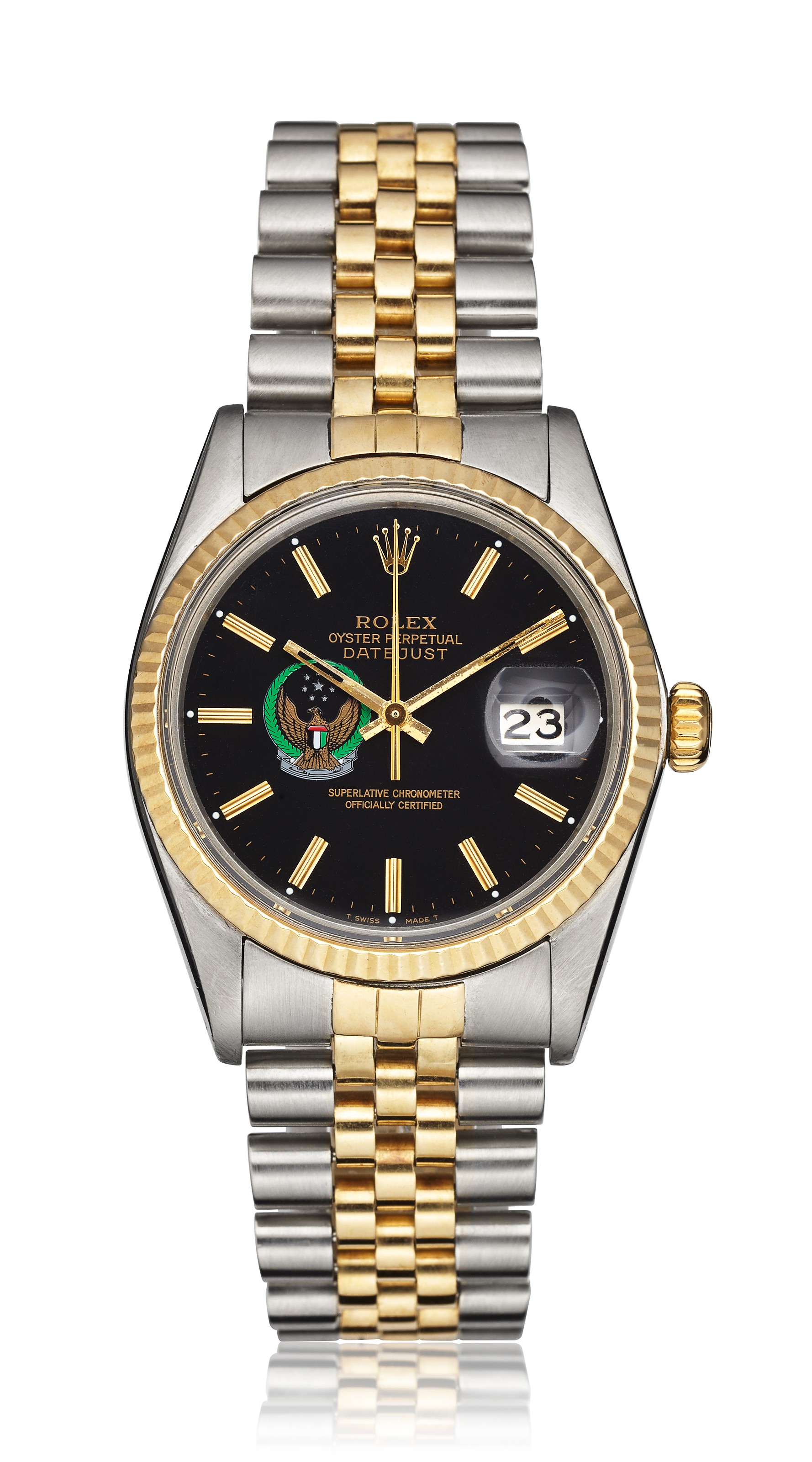 rolex datejust two tone leather strap