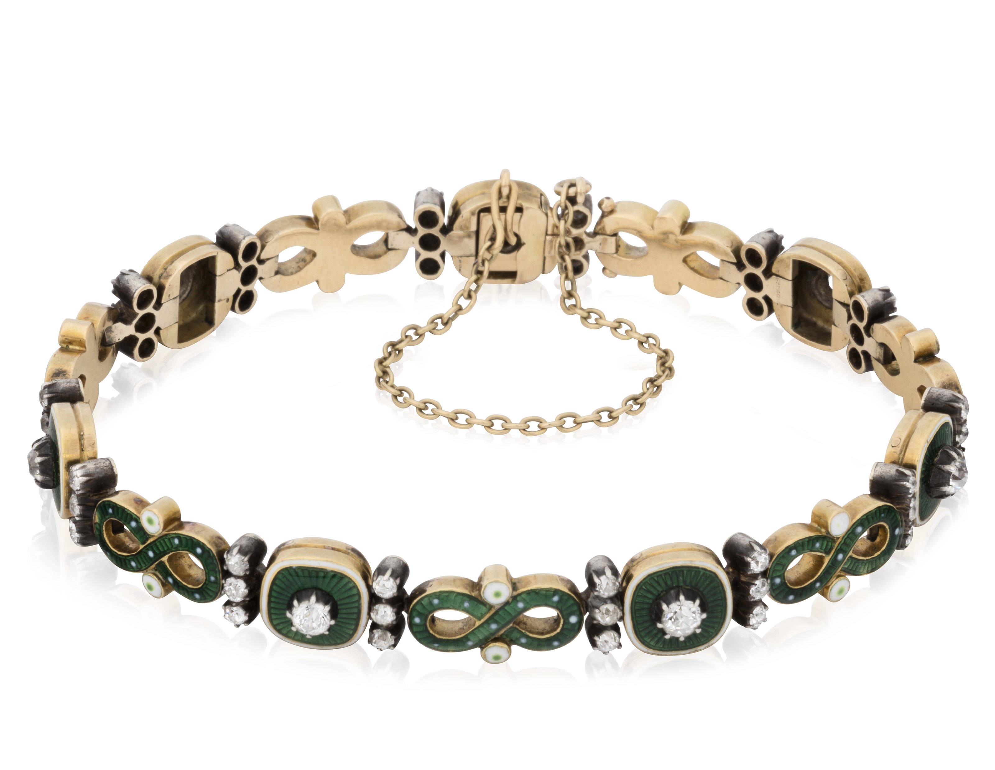 Catalog image of ENAMEL AND DIAMOND LINK BRACELET