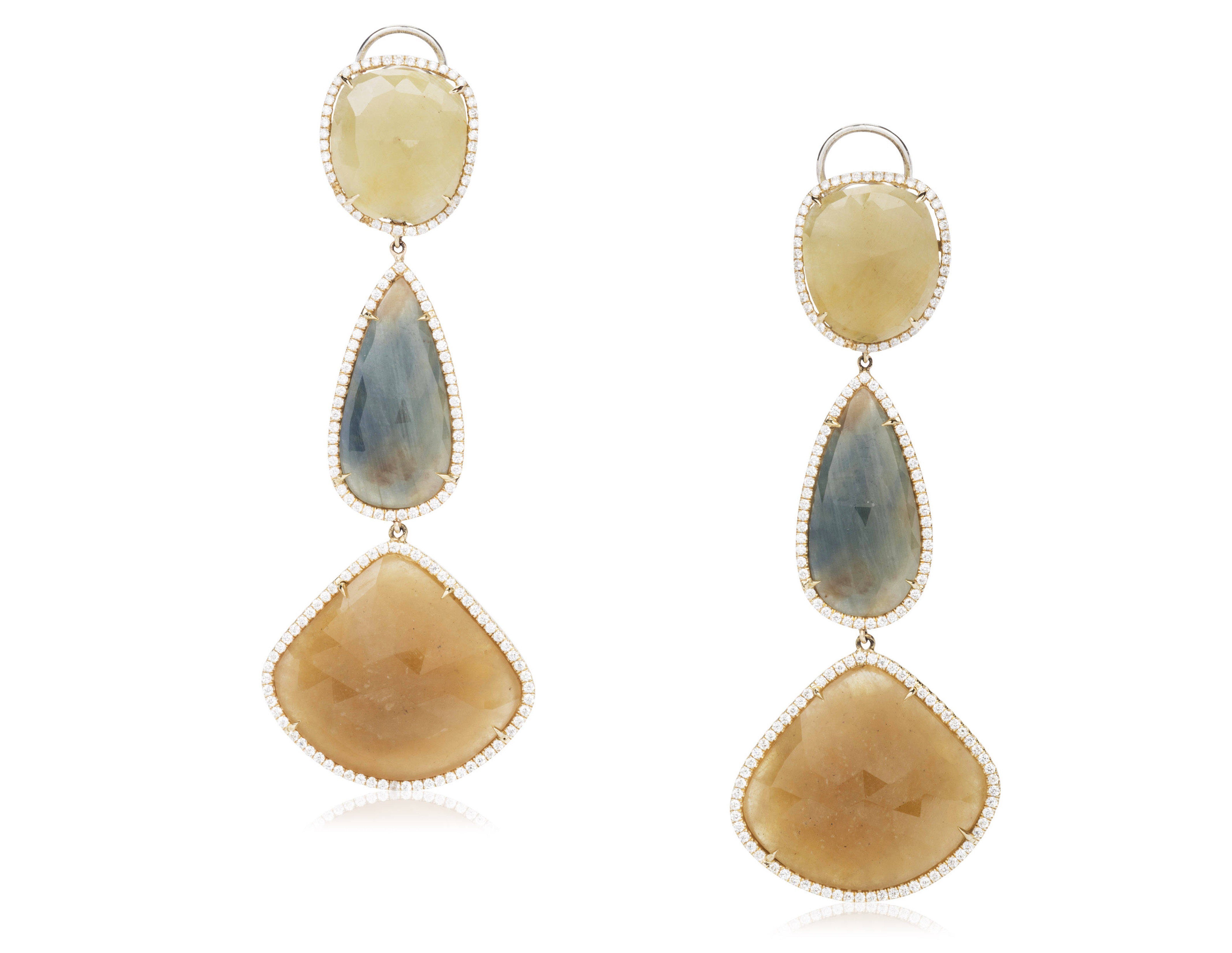 Catalog image of MULTI GEM AND DIAMOND PENDANT EARRINGS