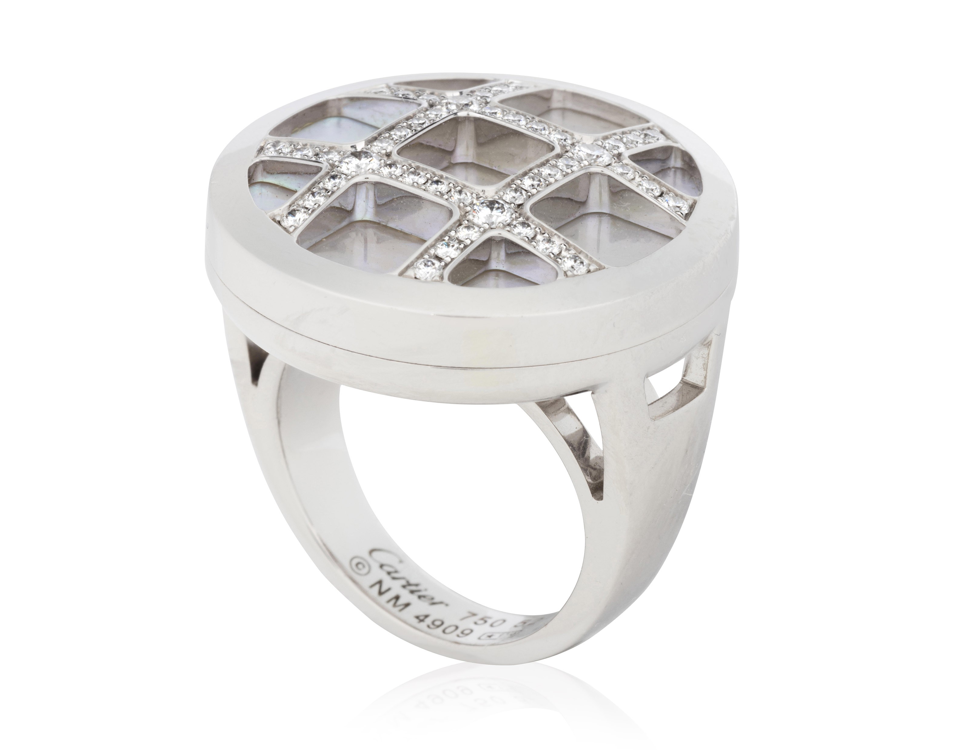 cartier diamond and mother of pearl ring