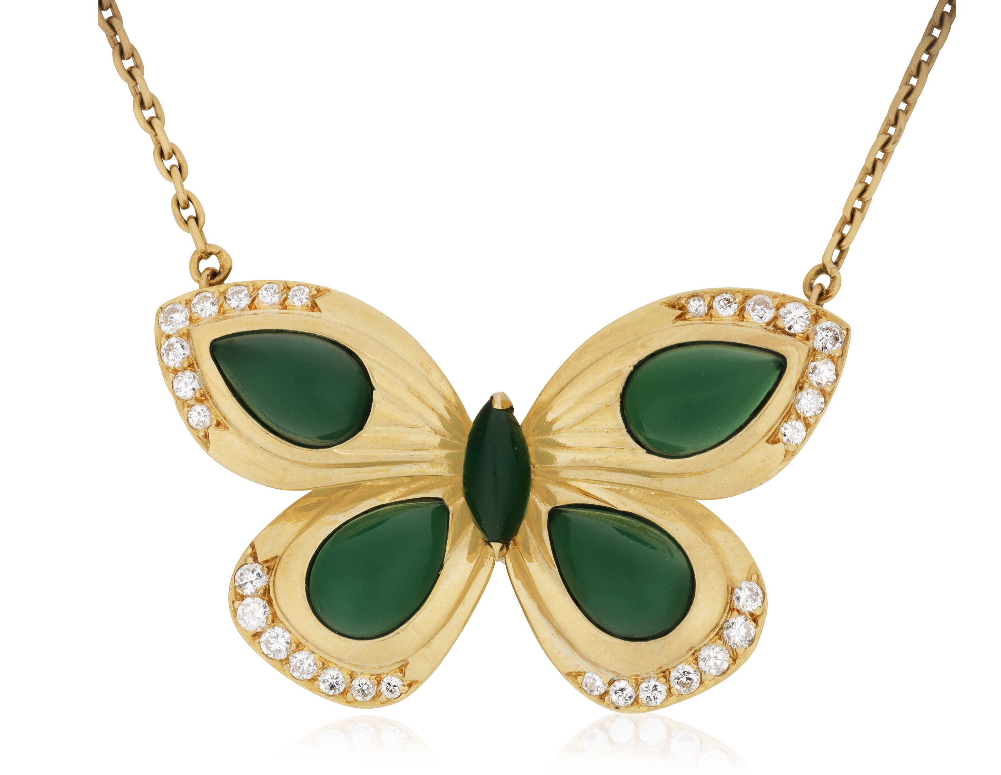 VAN CLEEF & ARPELS CHRYSOPRASE AND DIAMOND BUTTERFLY ...