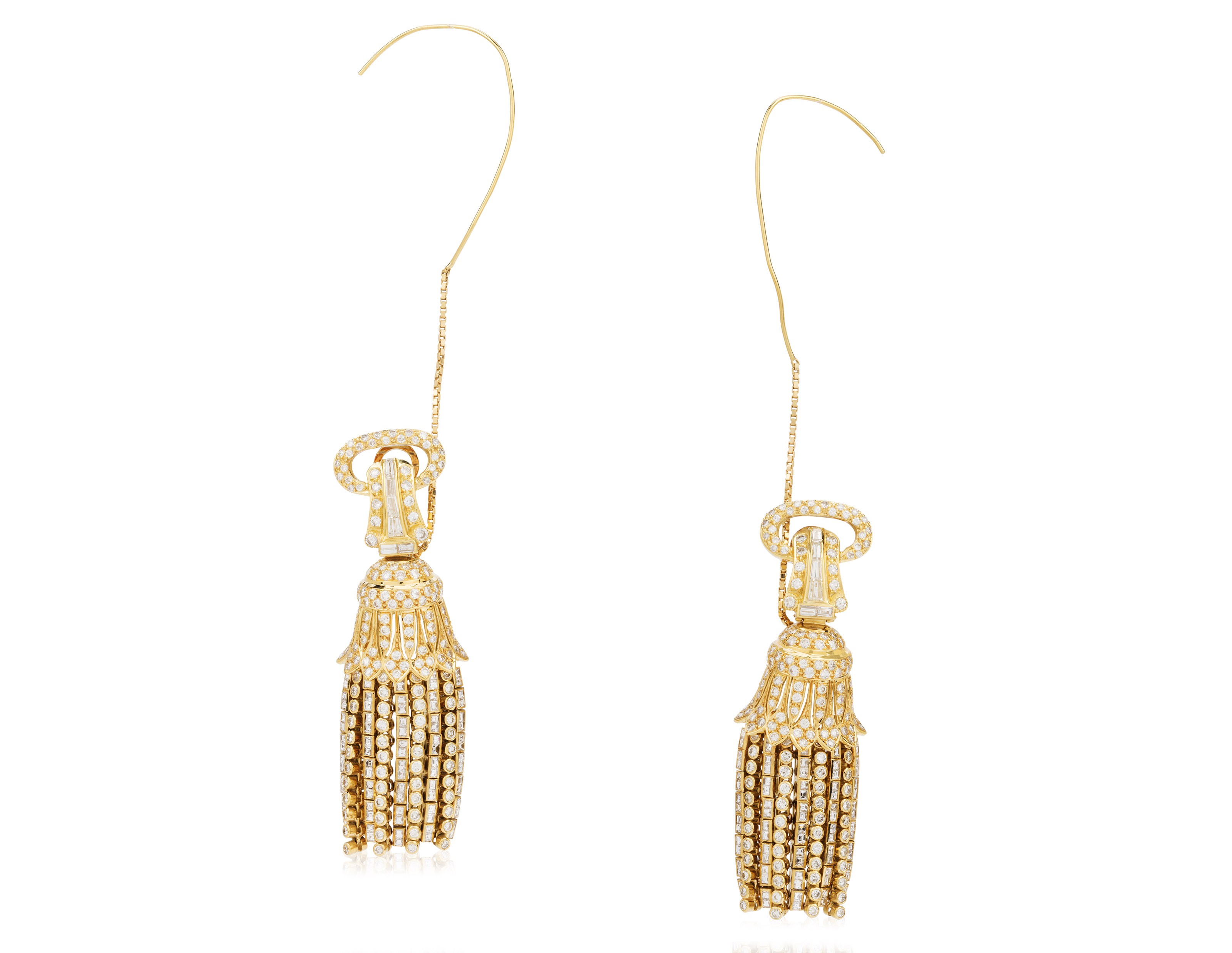 DIAMOND AND YELLOW GOLD TASSEL EARRINGS, Christie’s