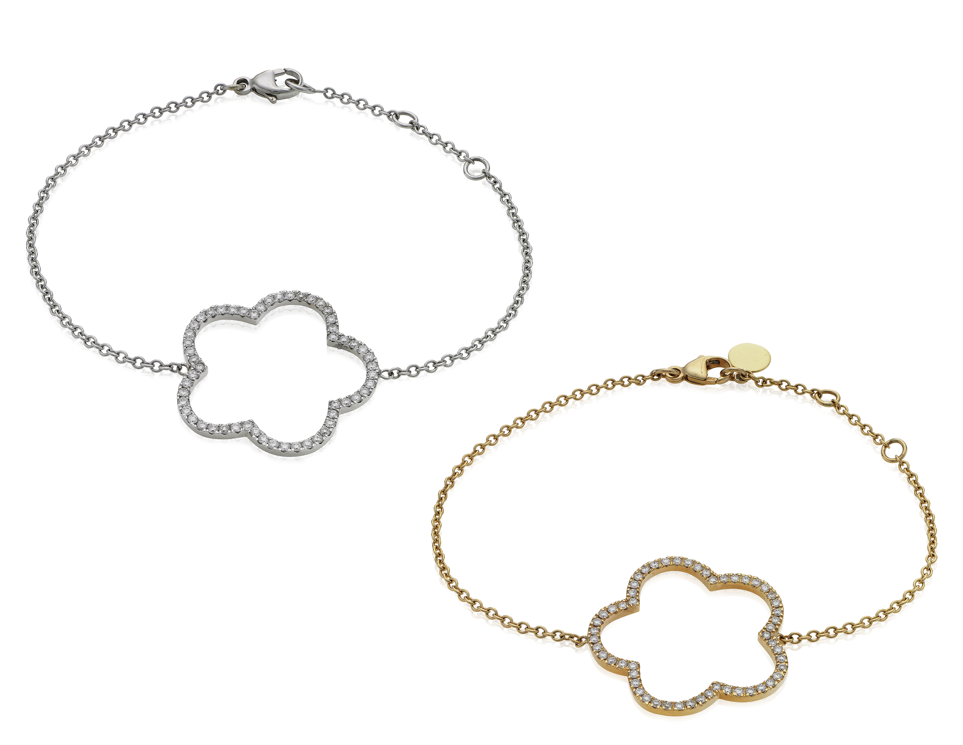 Catalog image of TWO DIAMOND AND GOLD BRACELETS