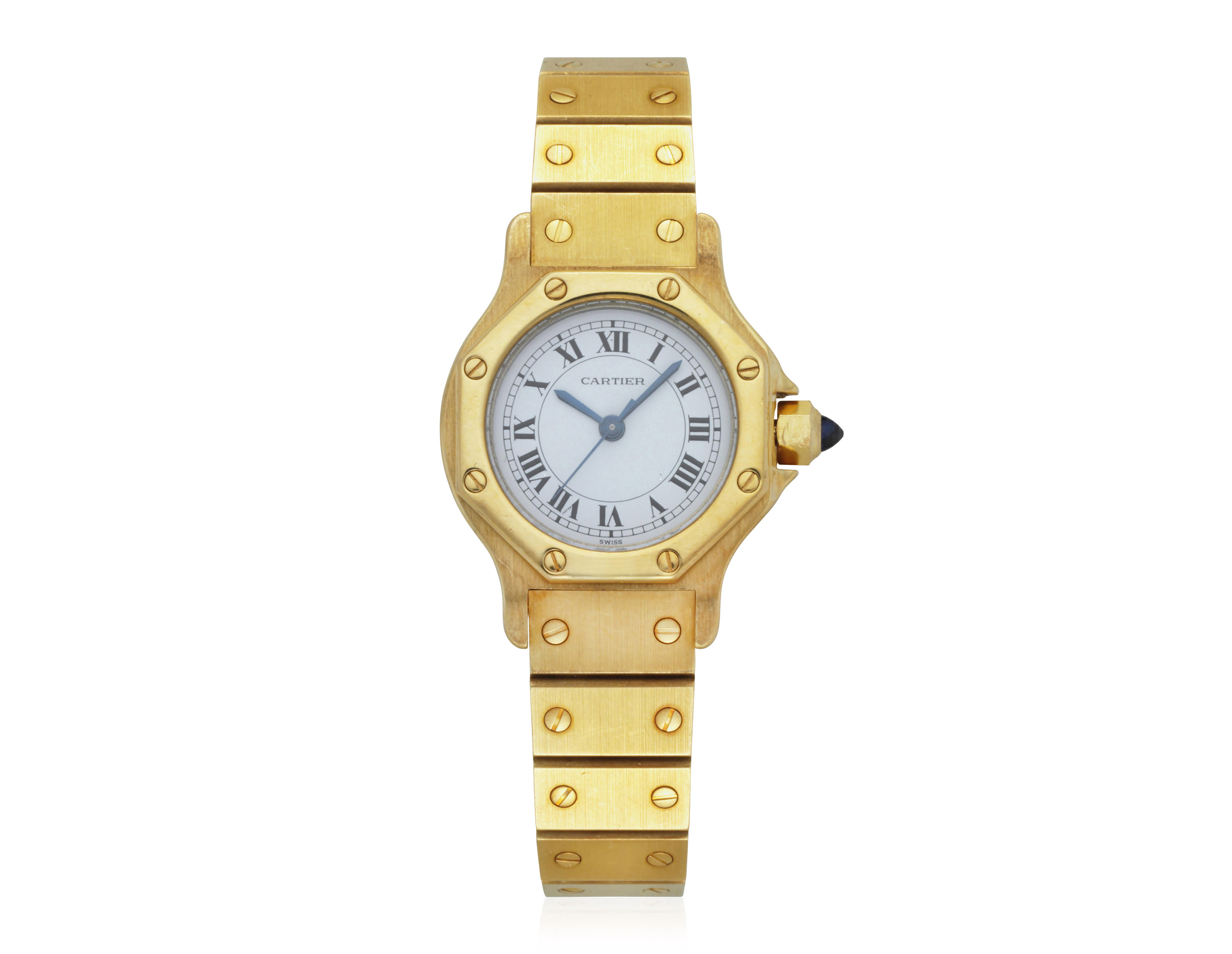 cartier octagon gold watch