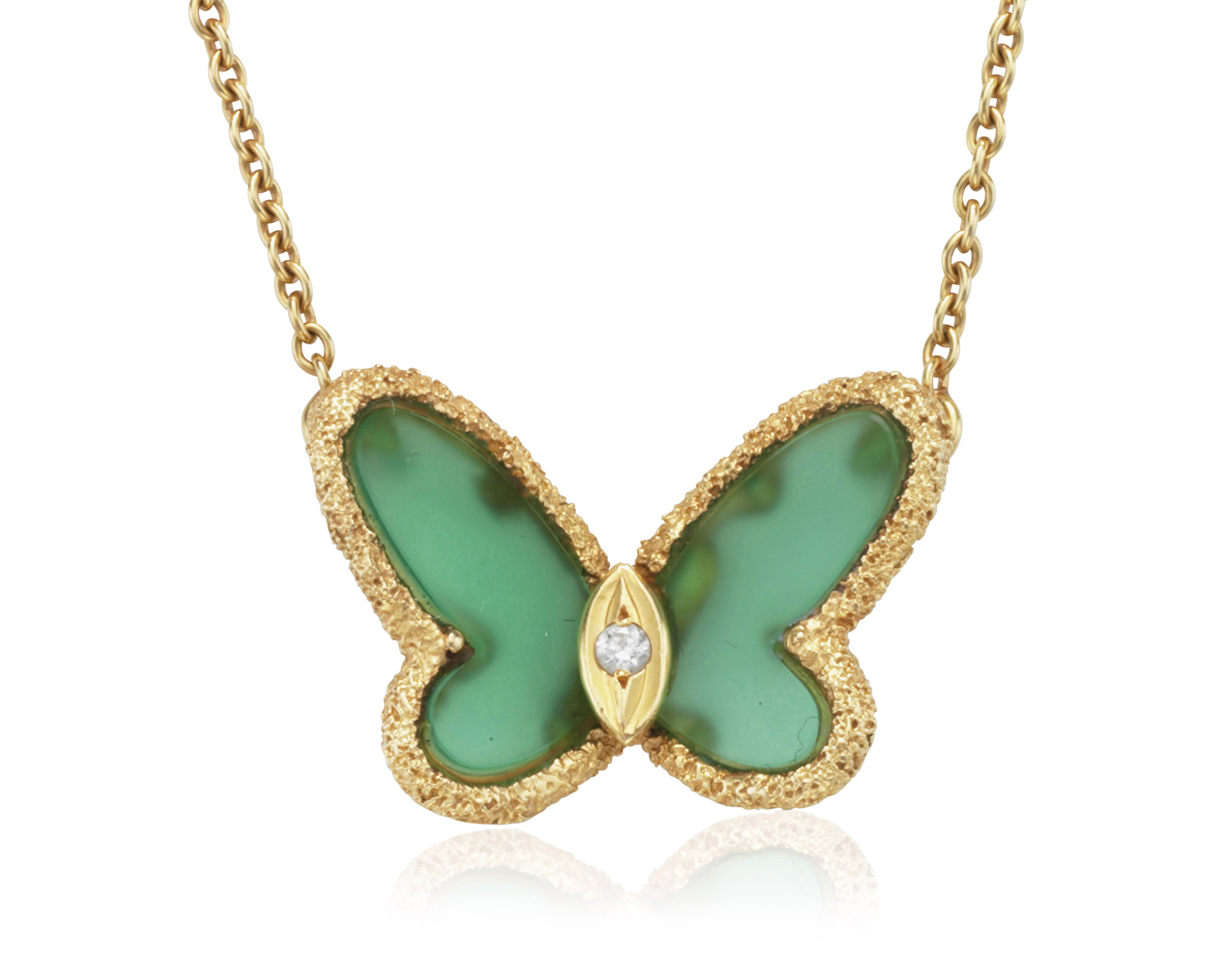 VAN CLEEF & ARPELS CHRYSOPRASE AND DIAMOND BUTTERFLY NECKLACE, Christie’s