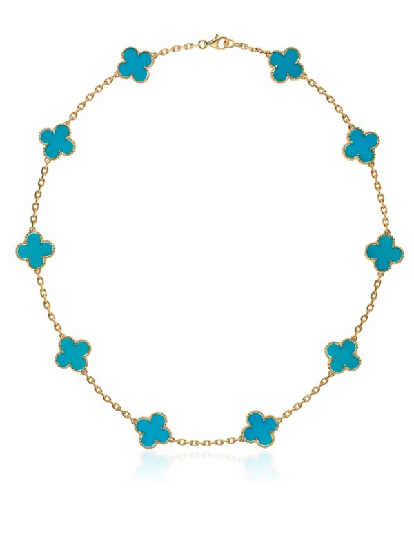 Van Cleef & Arpels Vintage Alhambra 10 Station Turquoise Necklace