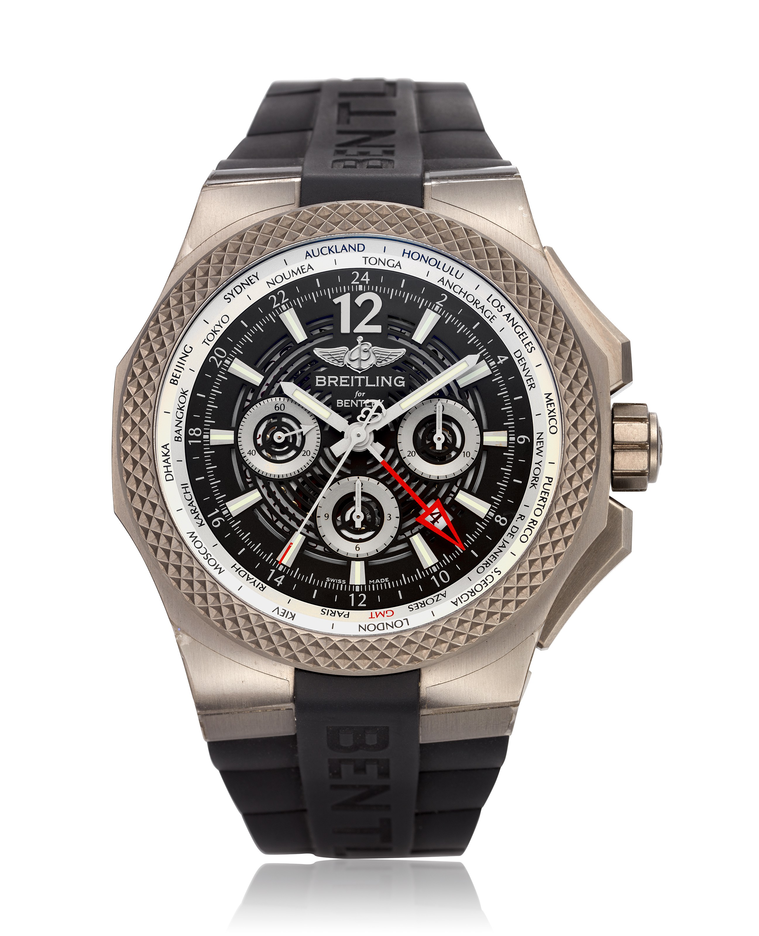 BREITLING, FOR BENTLEY SPECIAL EDITION TITANIUM WORLD TIME GMT CHRONOGRAPH, REF. EB0432