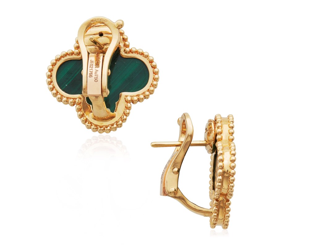 VAN CLEEF & ARPELS 'VINTAGE ALHAMBRA' MALACHITE EARRINGS, Christie’s
