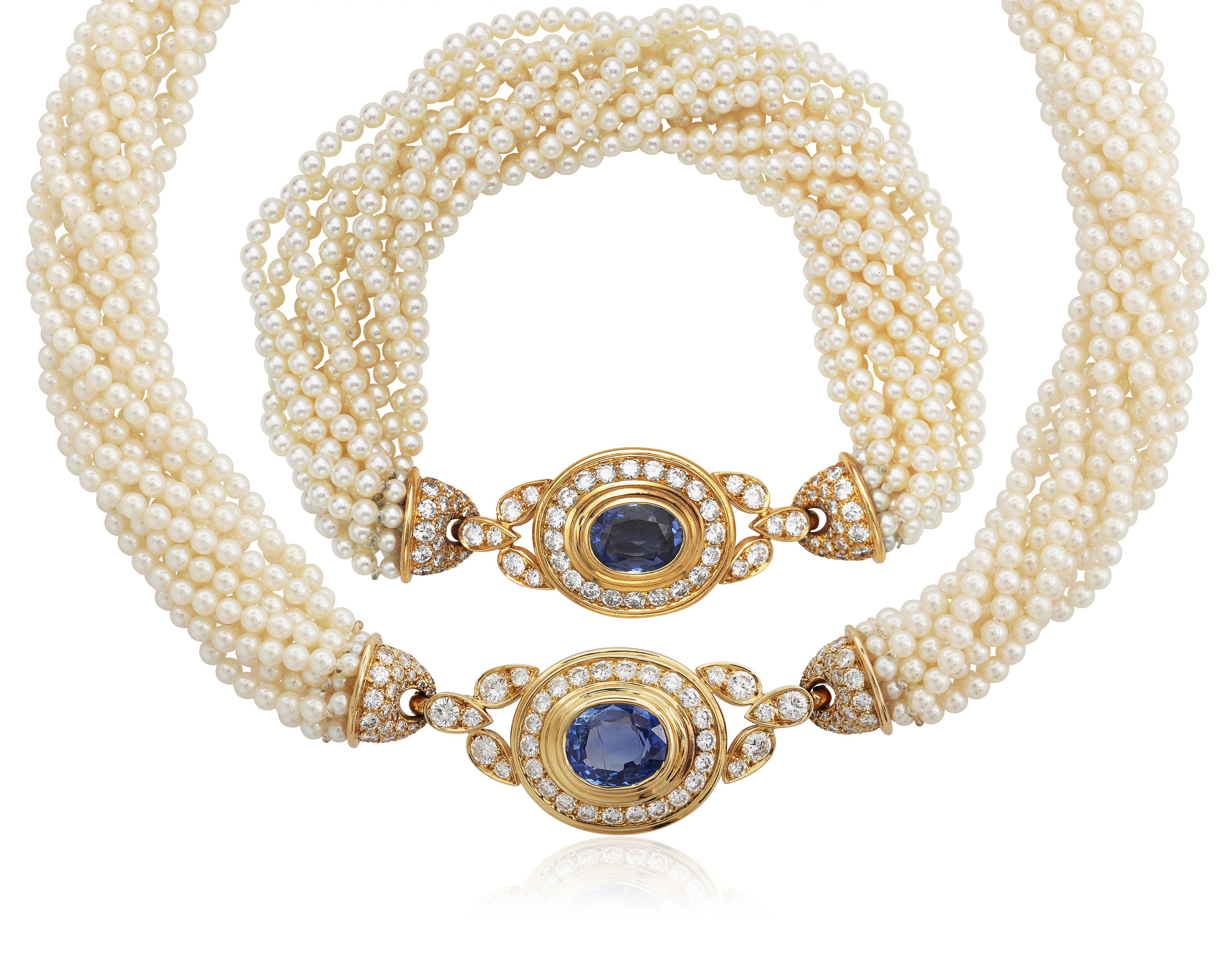 CARTIER SET OF SAPPHIRE, CULTURED PEARL AND DIAMOND JEWELRY, Christie’s
