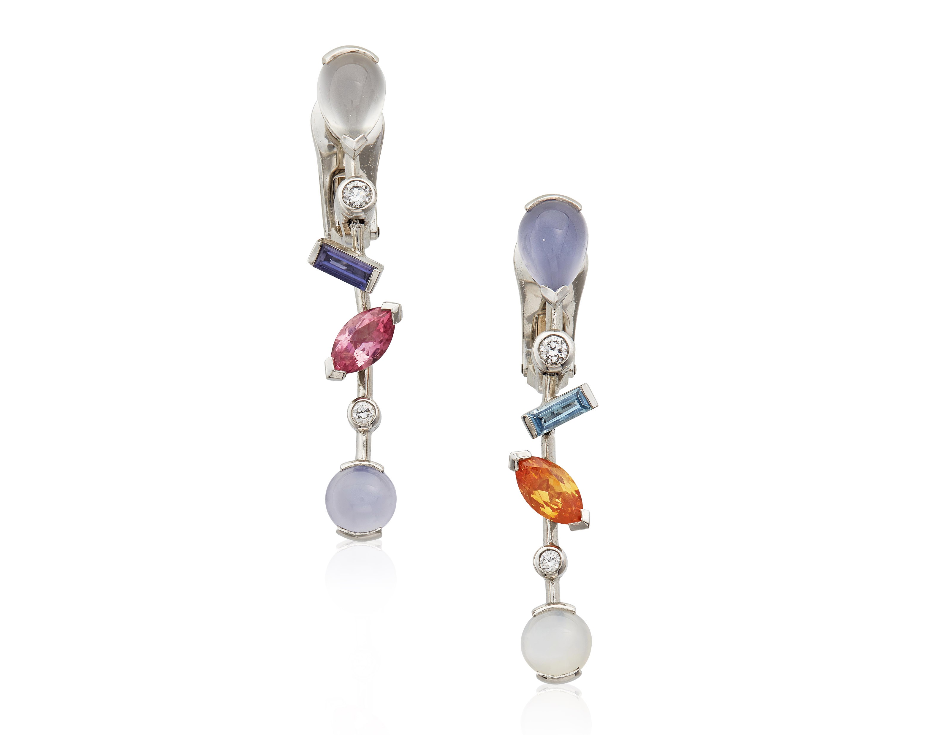 Catalog image of CARTIER 'MELI MELO' MULTI GEM EARRINGS